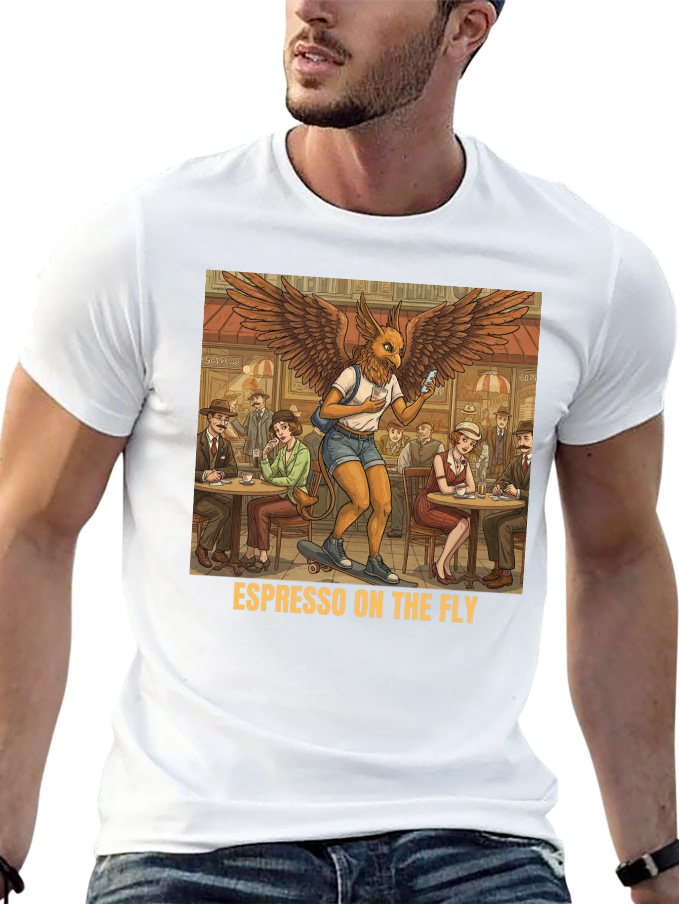 Black Espresso On The Fly T-Shirt - Quirky Graphic Tee view 13