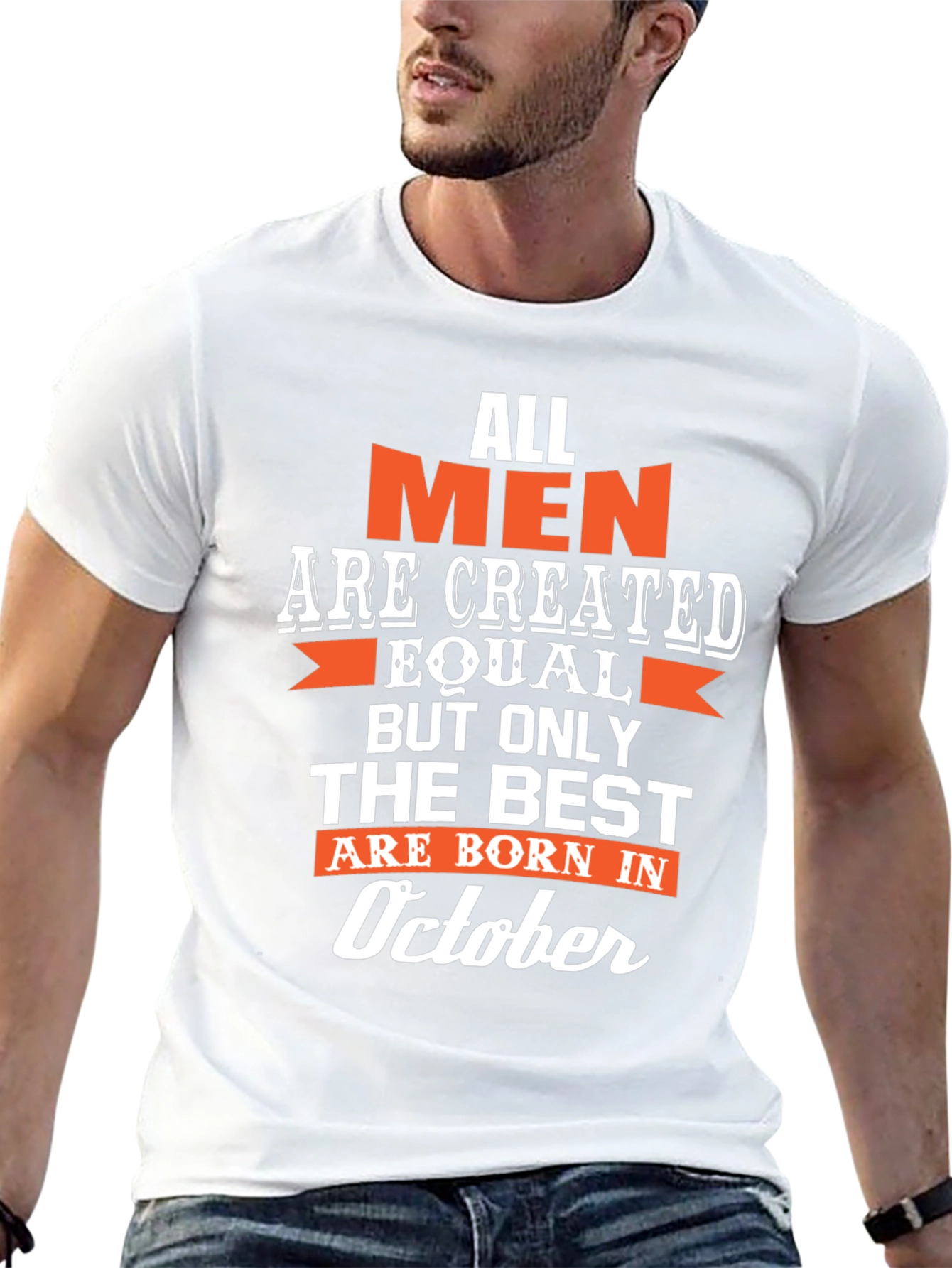 Black All Men are Created Equal, Born in October T-Shirt view 13
