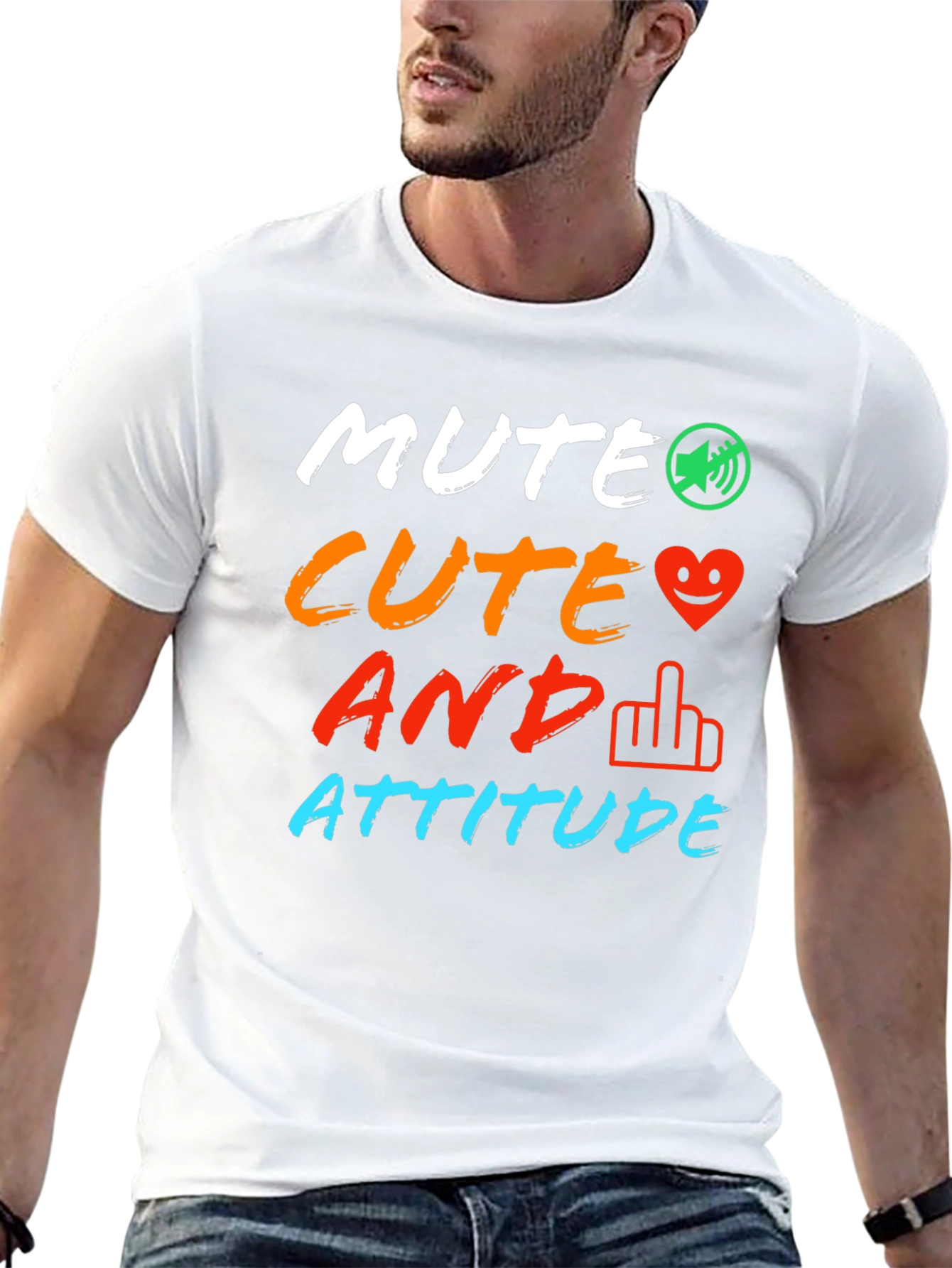 Black Mute Cute And Attitude Graphic Tee - Trendy Sarcastic T-Shirt view 13