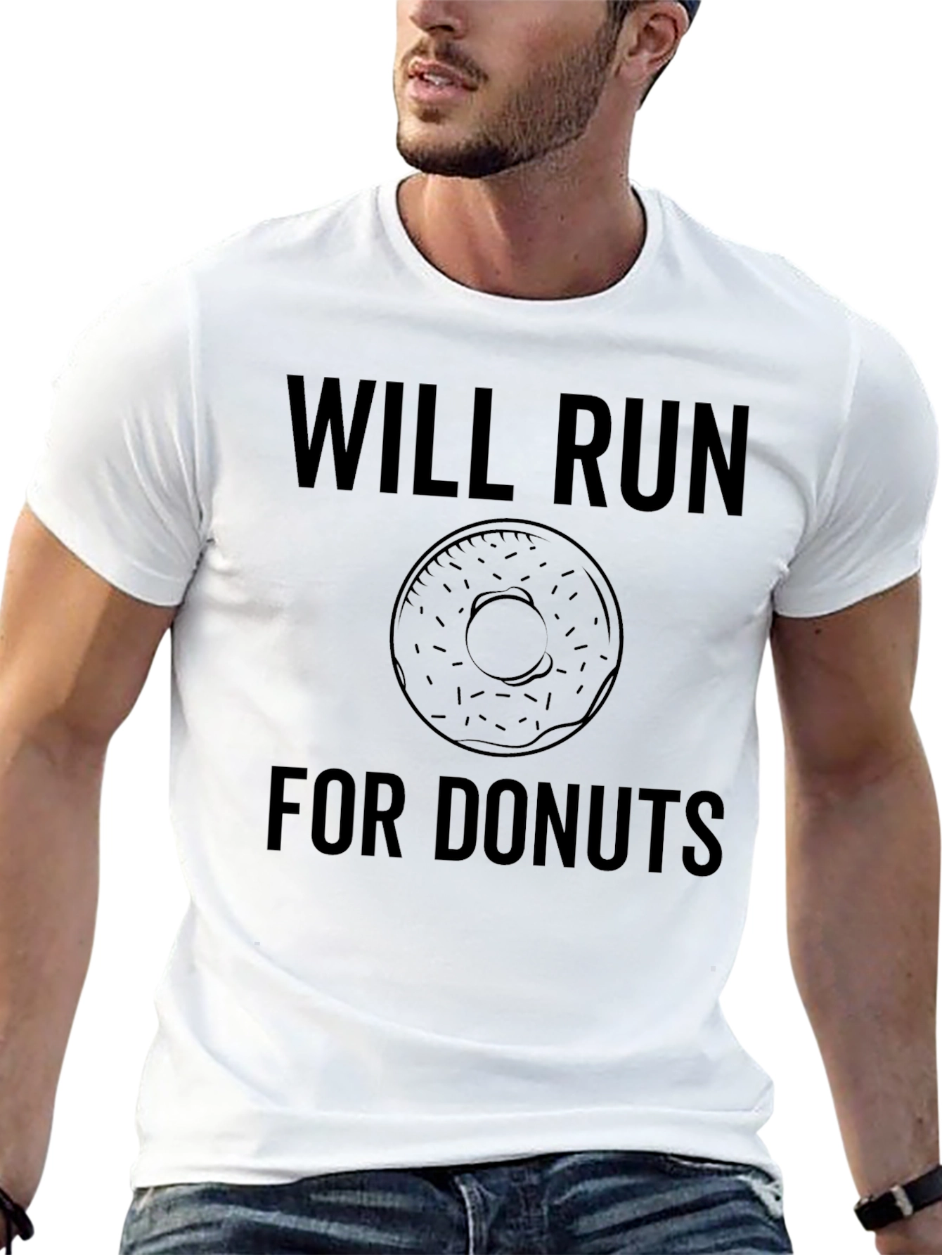 Black Will Run For Donuts Black T-Shirt view 13