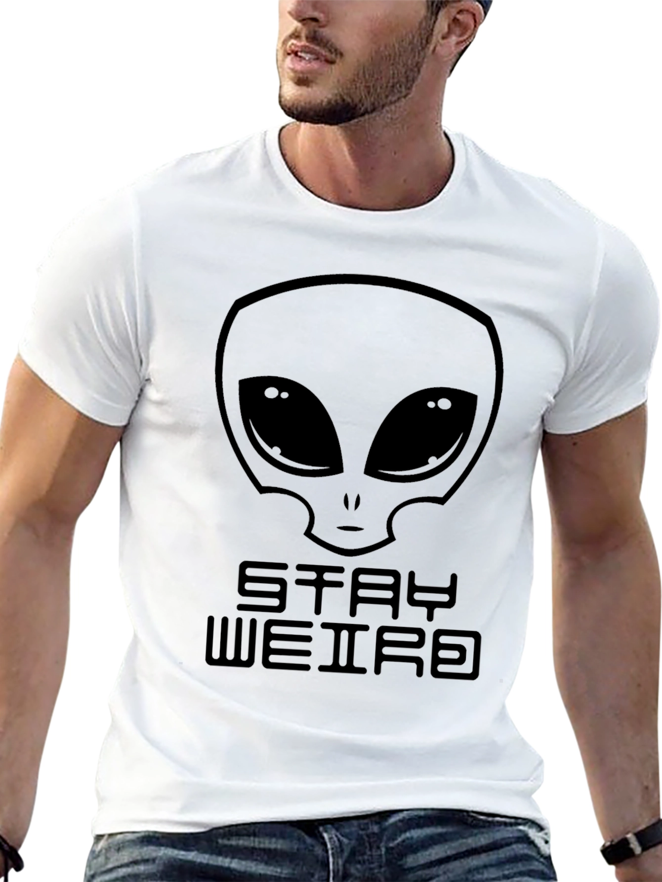 Black Stay Weird Alien T-Shirt - Black Graphic Tee view 13