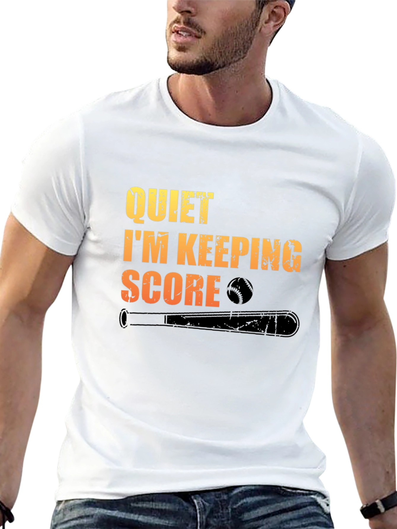 Black Quiet I'm Keeping Score Baseball T-Shirt view 13