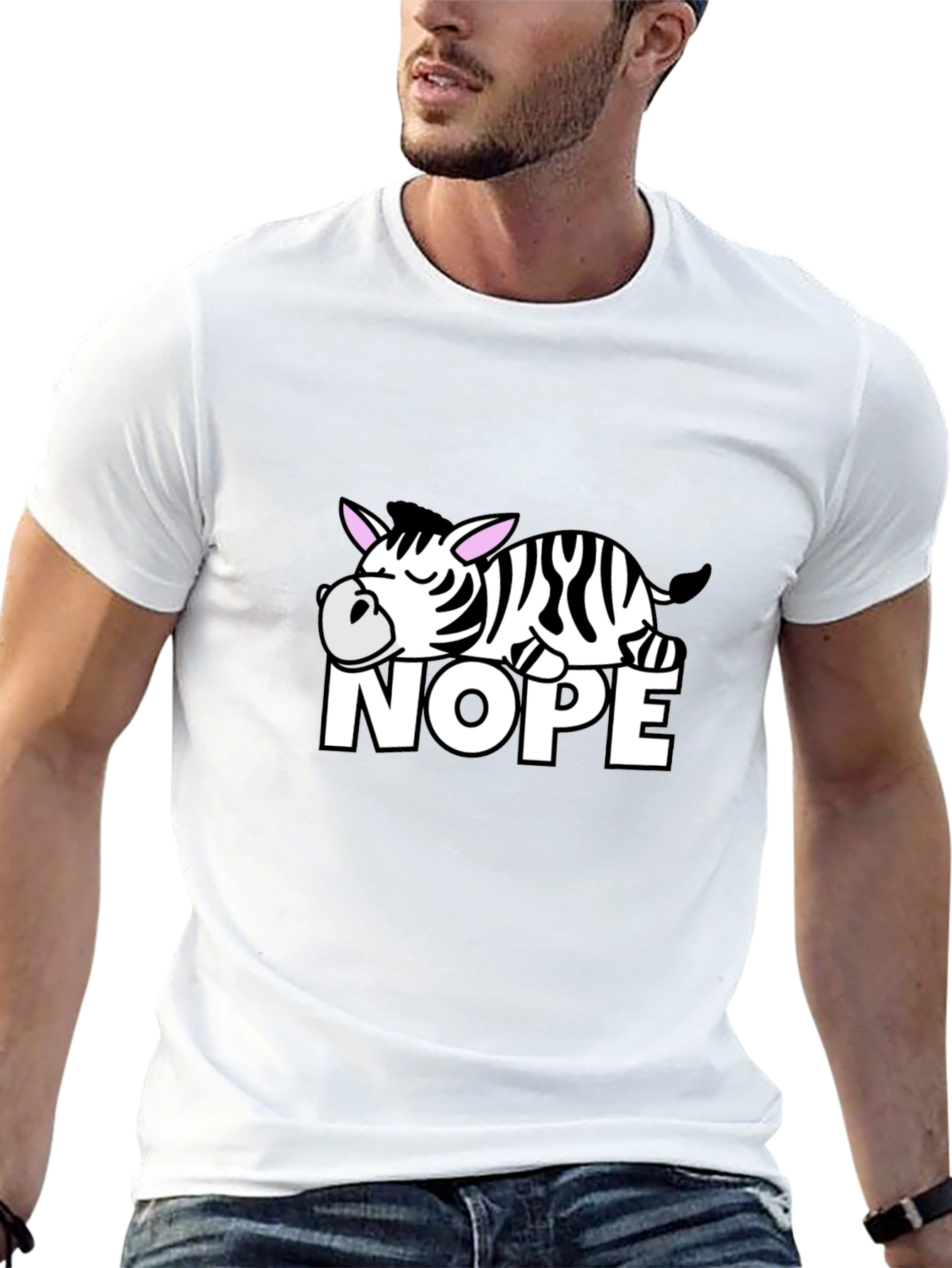 Black Nope Zebra Graphic T-Shirt - Lazy Animal Tee view 13