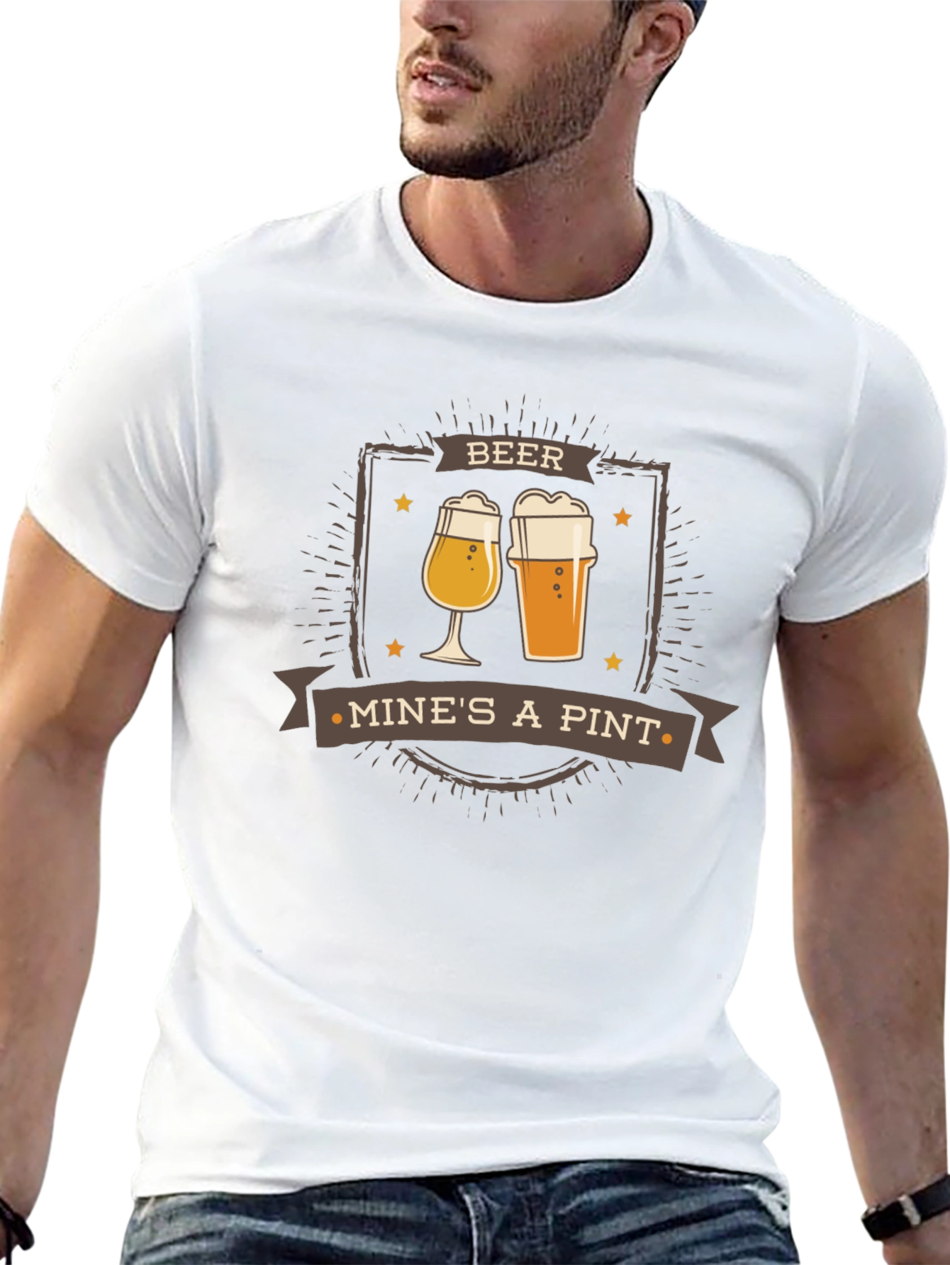Black Beer Mine's A Pint Graphic Tee - Cool Drinking T-Shirt view 13