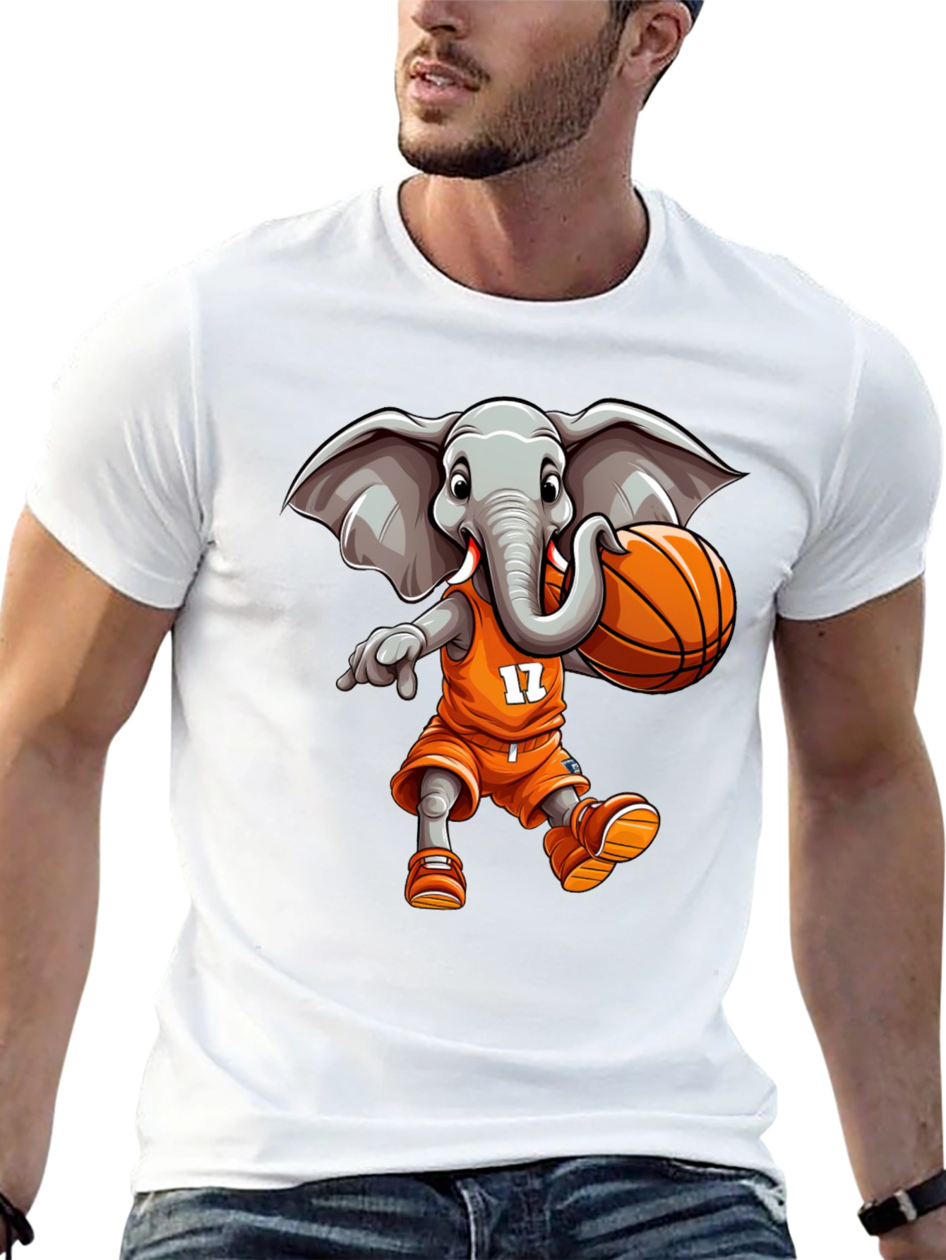 Black Elephant Basketball Player T-Shirt view 13