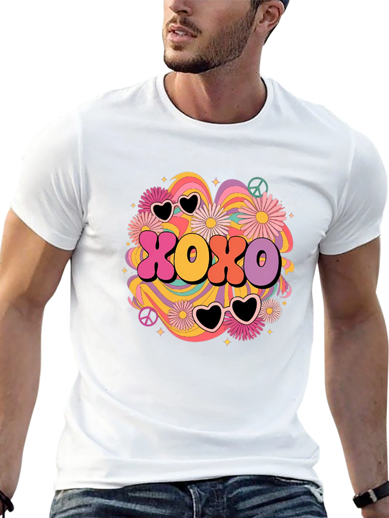 Black XOXO Retro Graphic Tee - Hugs & Kisses T-Shirt view 13
