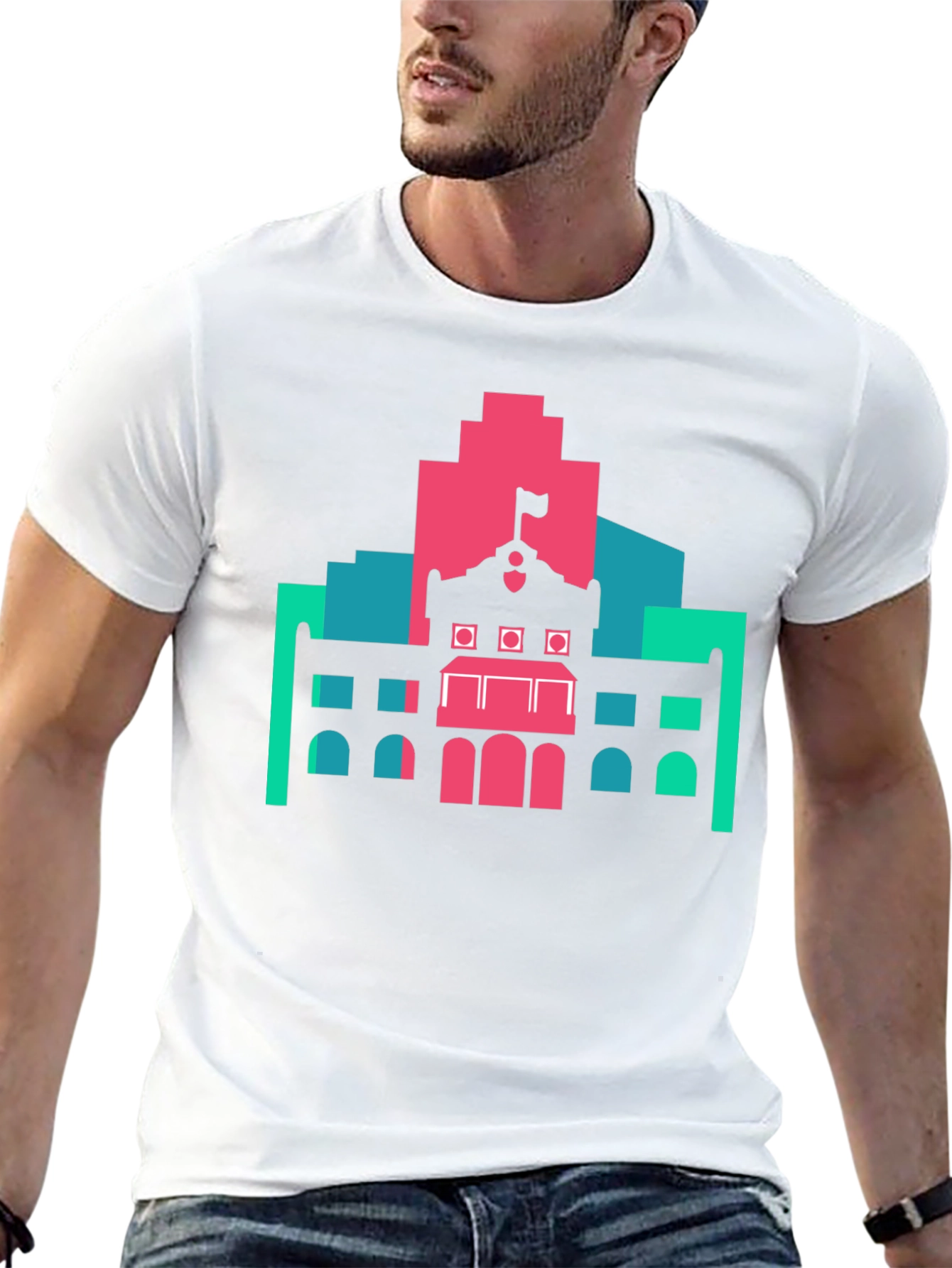 Black Architectural Graphic Tee - Modern Building Design view 13
