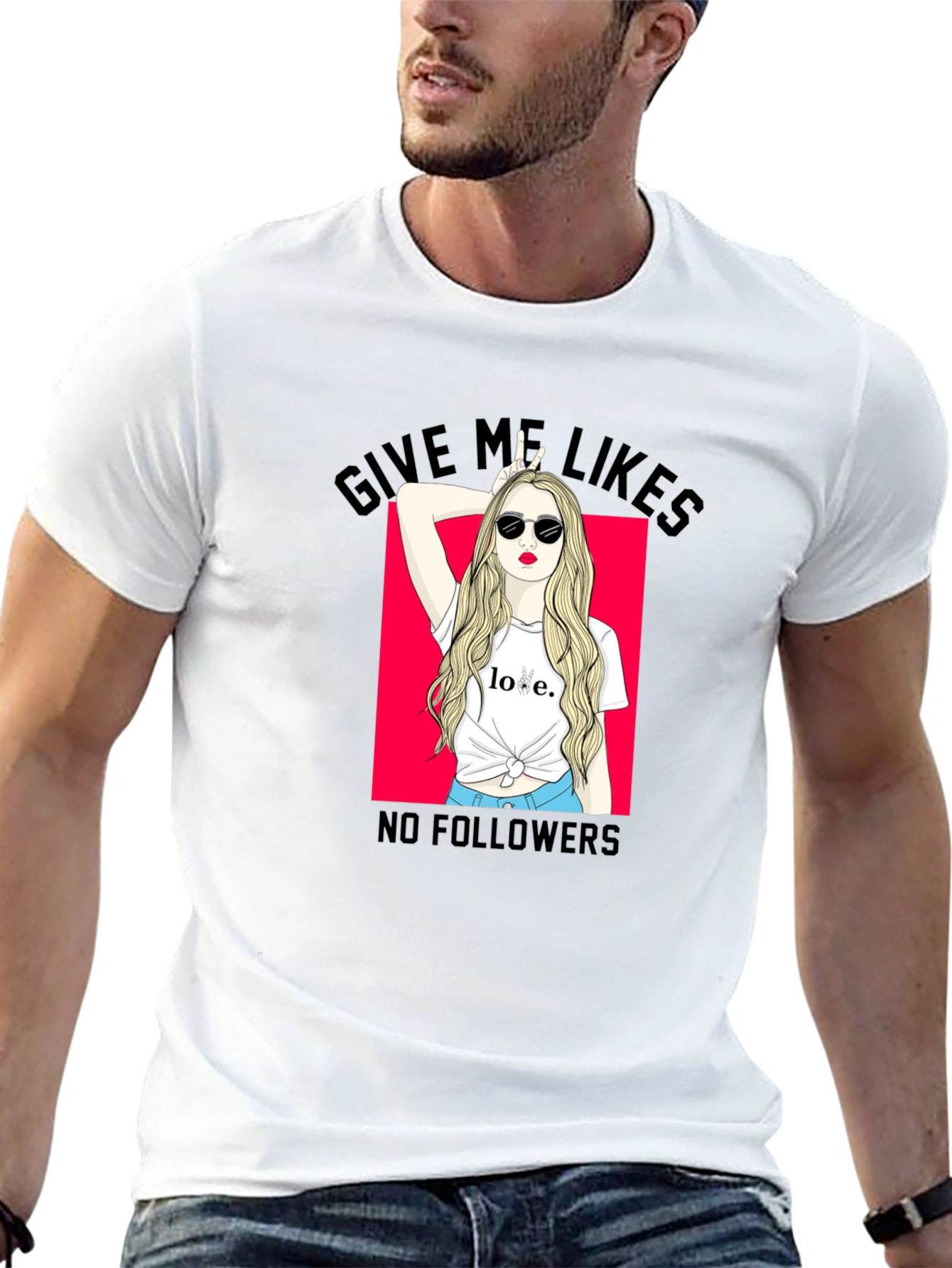 Black Give Me Likes Black Graphic Tee view 13