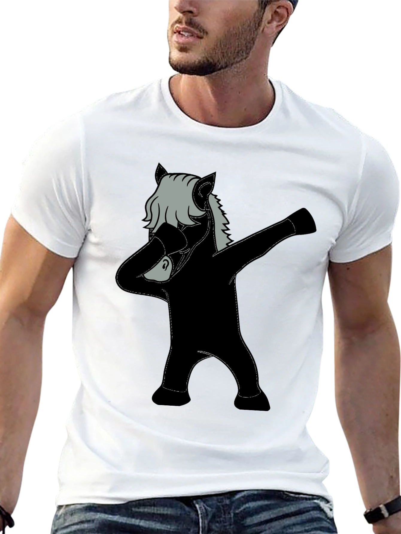 Black Dabbing Horse Graphic Tee - Black view 13