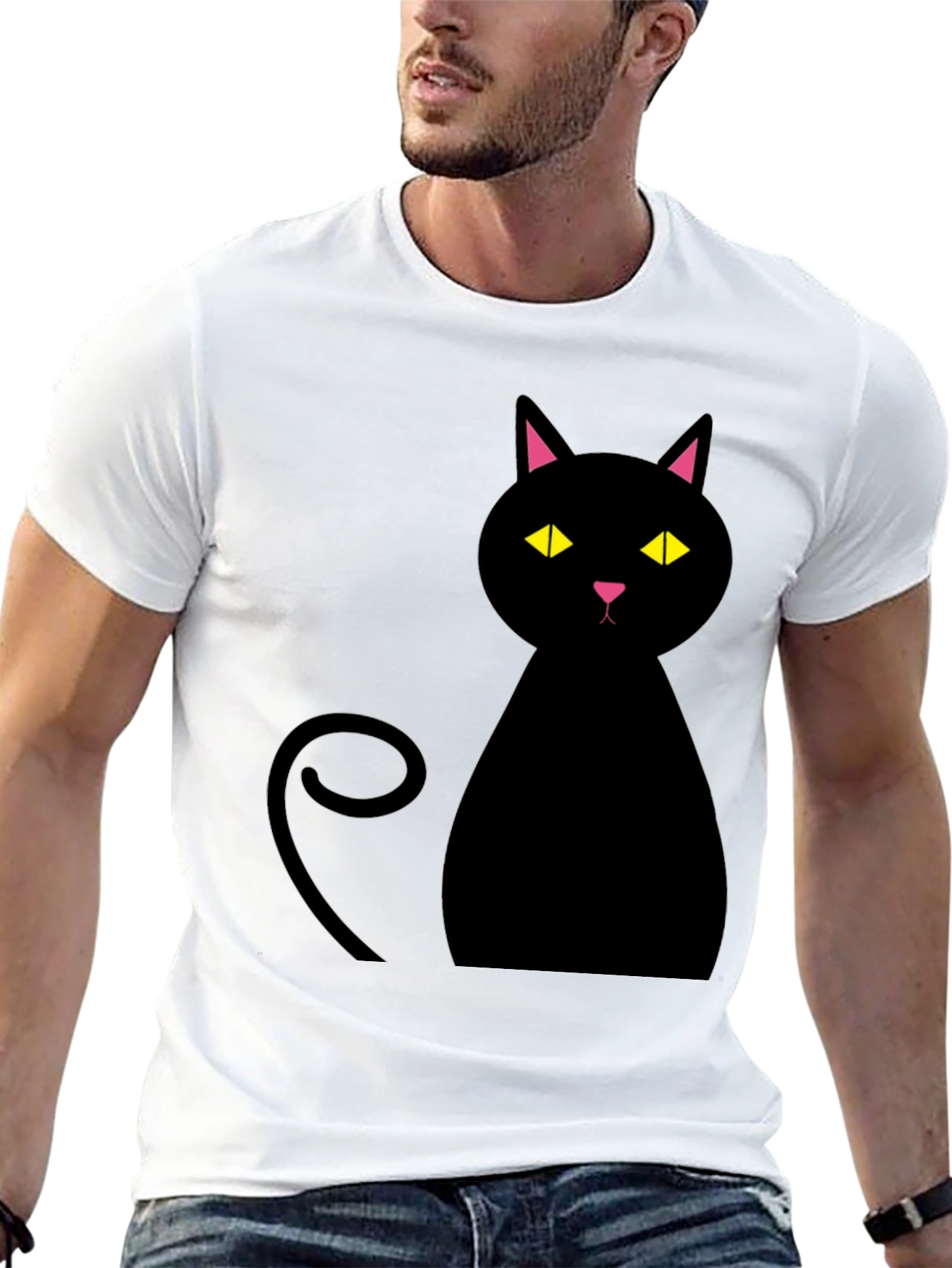 Black Black Cat Graphic T-Shirt - Mens Casual Tee view 13