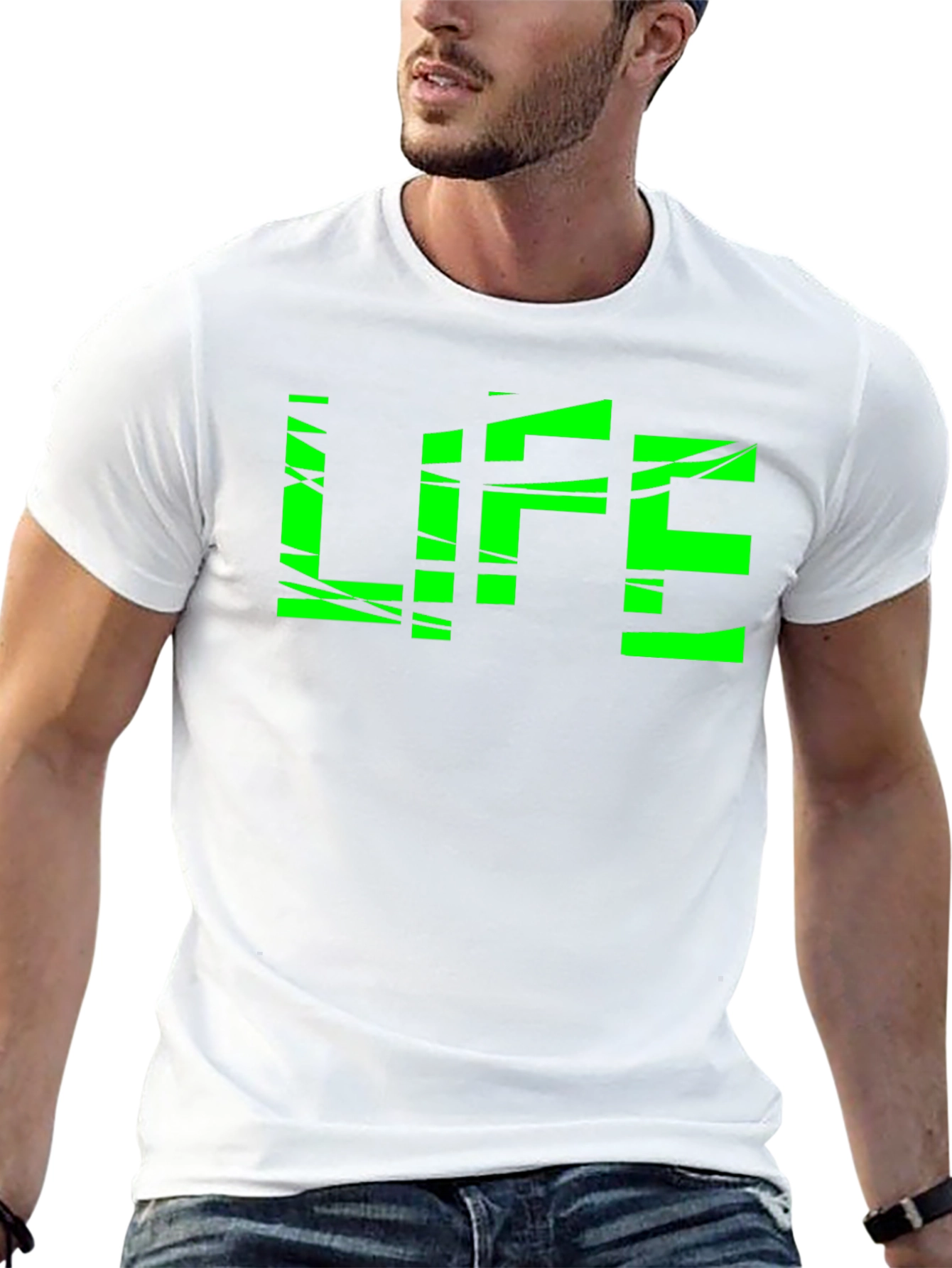 Black Green "LIFE" Graphic Black T-Shirt view 13