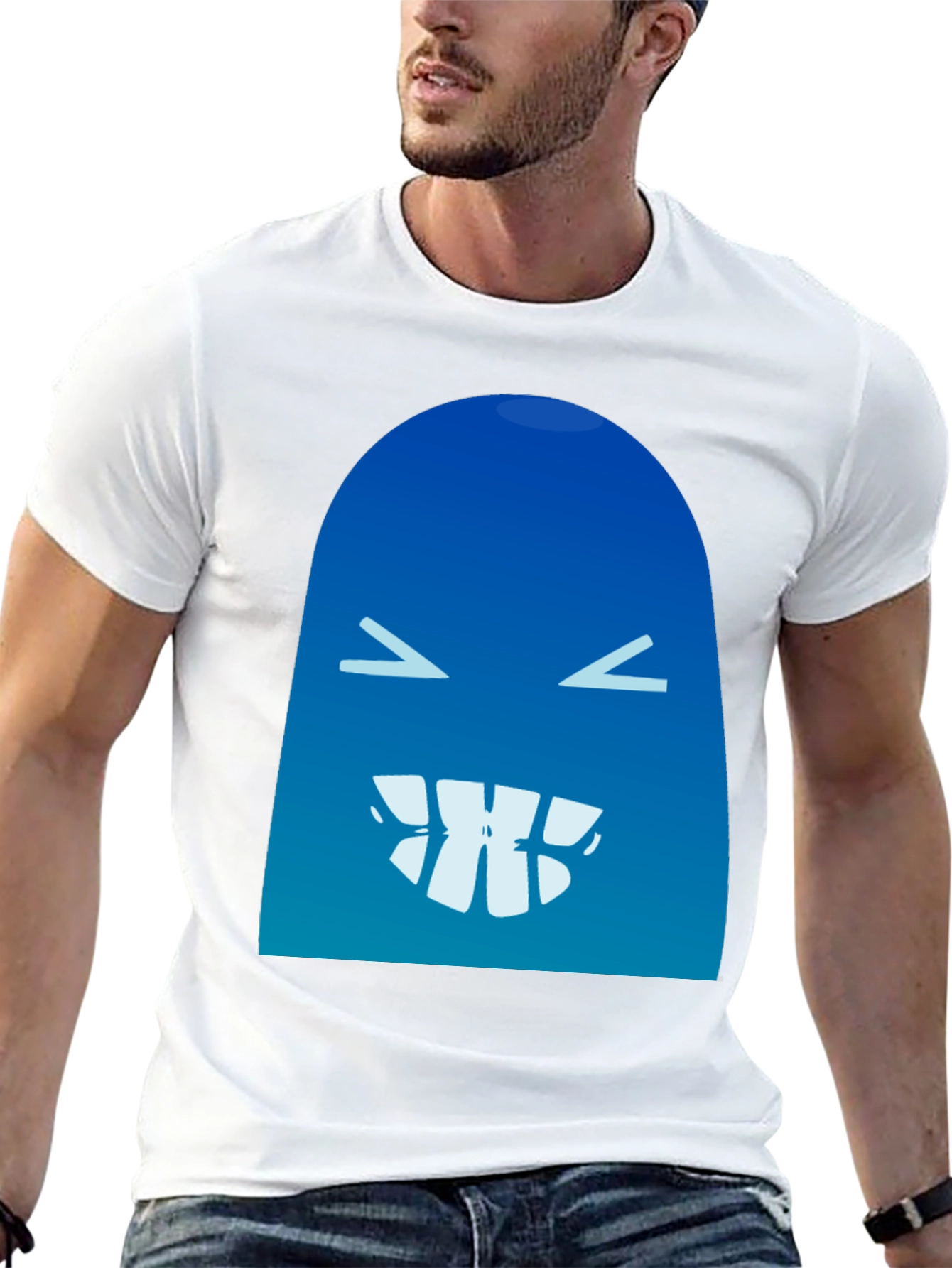 Black Funny Blue Monster Graphic T-Shirt view 13