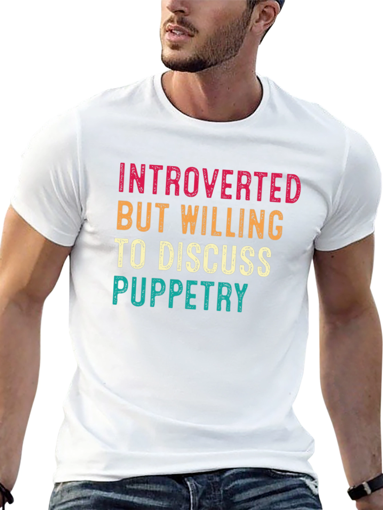 Black Introverted Puppetry T-Shirt - Funny Graphic Tee view 13