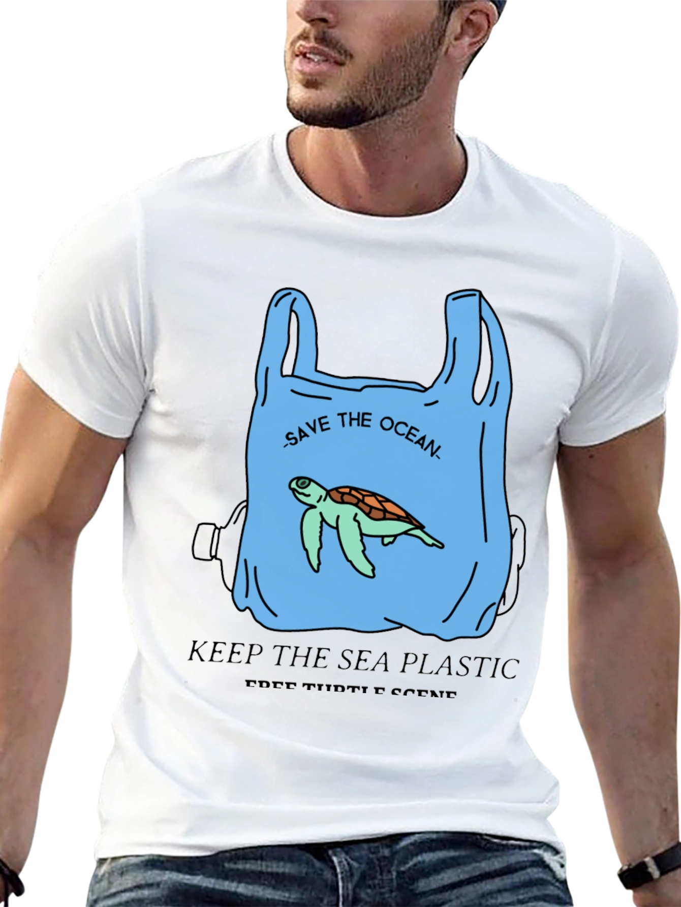 Black Save the Ocean Graphic Tee - Protect Sea Turtles view 13