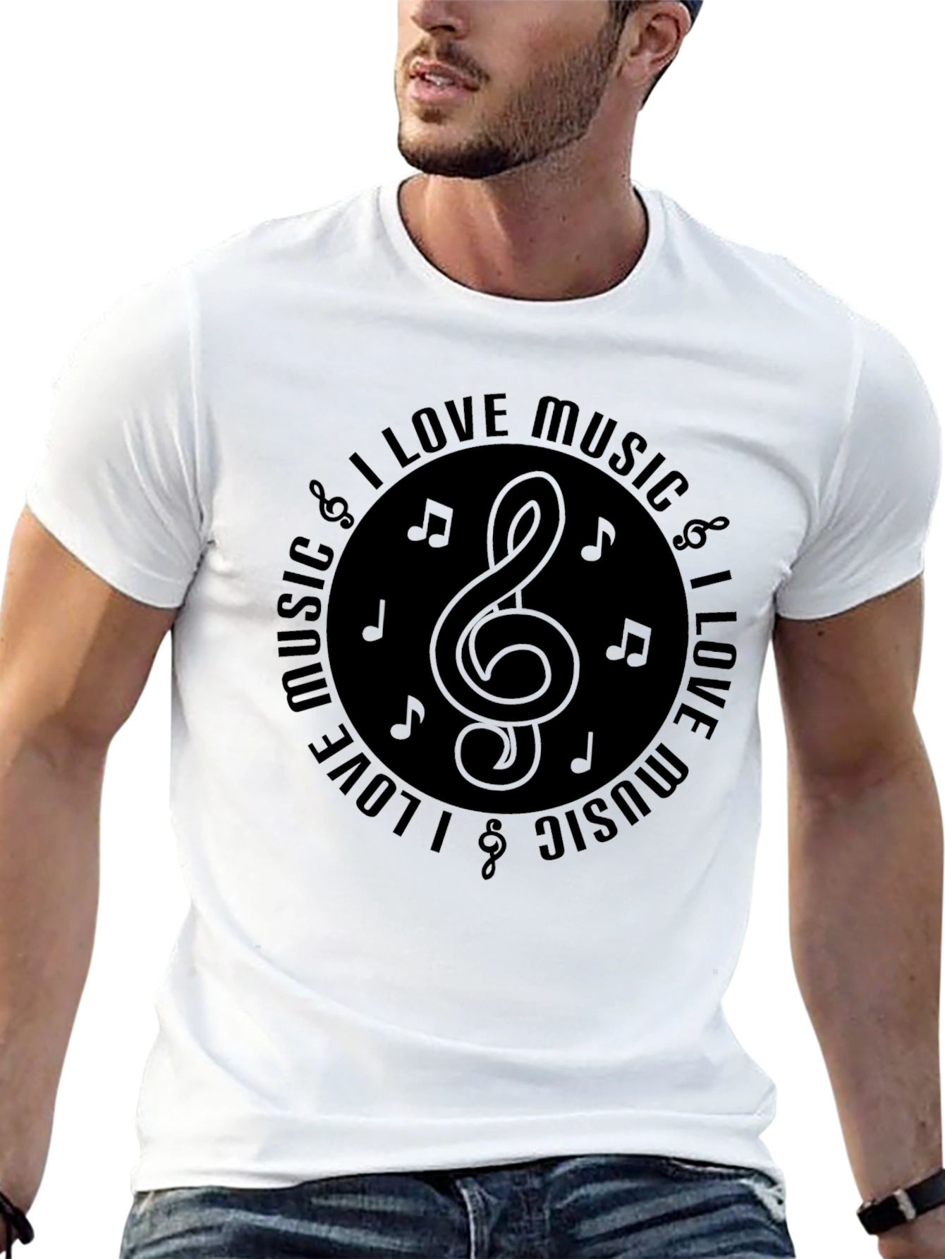 Black I Love Music Graphic T-Shirt view 13