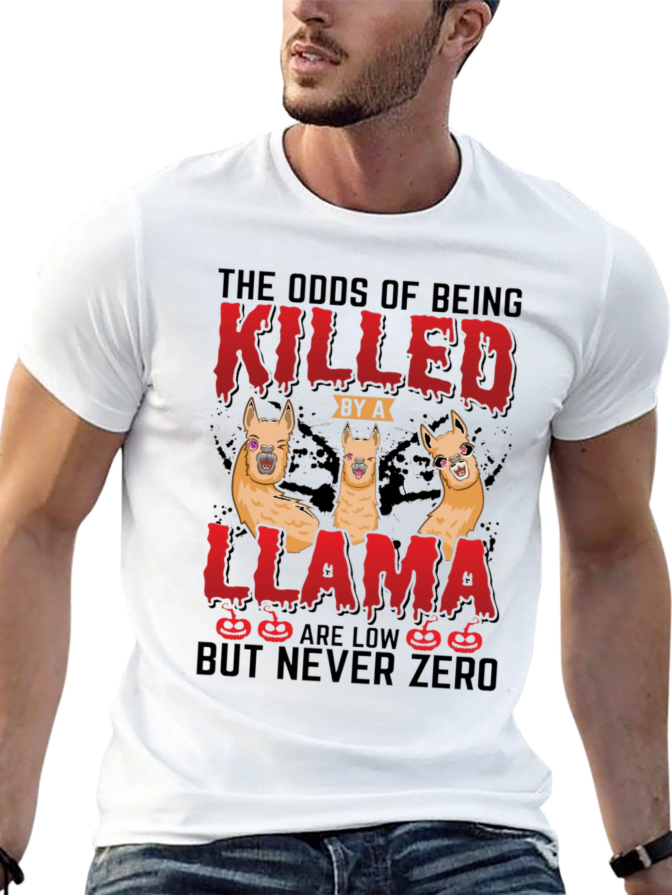 Black Odds of Being Killed by a Llama T-Shirt view 13