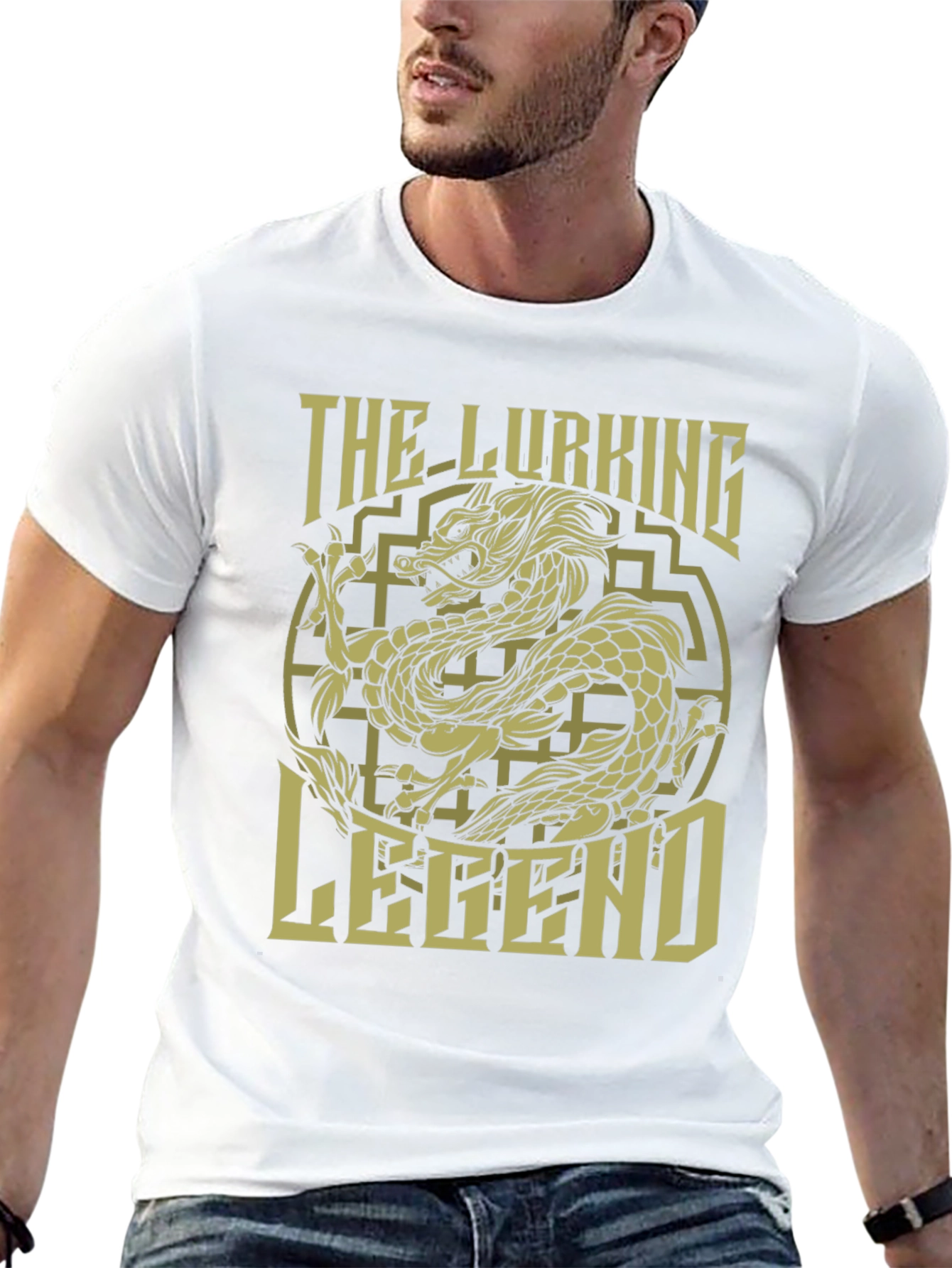 Black The Lurking Legend Dragon Graphic T-Shirt view 13
