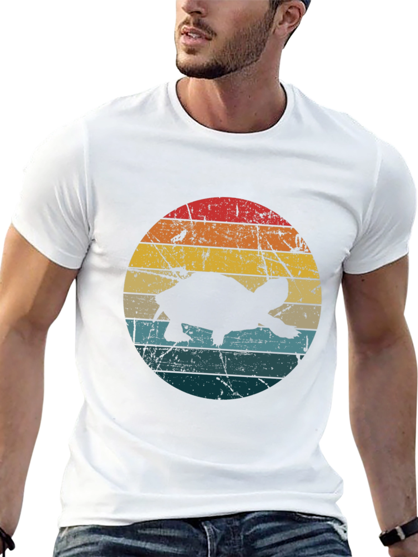 Black Retro Turtle Sunset Graphic T-Shirt view 13