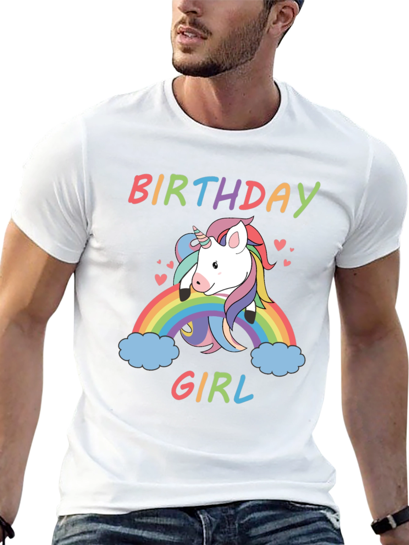 Black Birthday Girl Unicorn Rainbow T-Shirt view 13