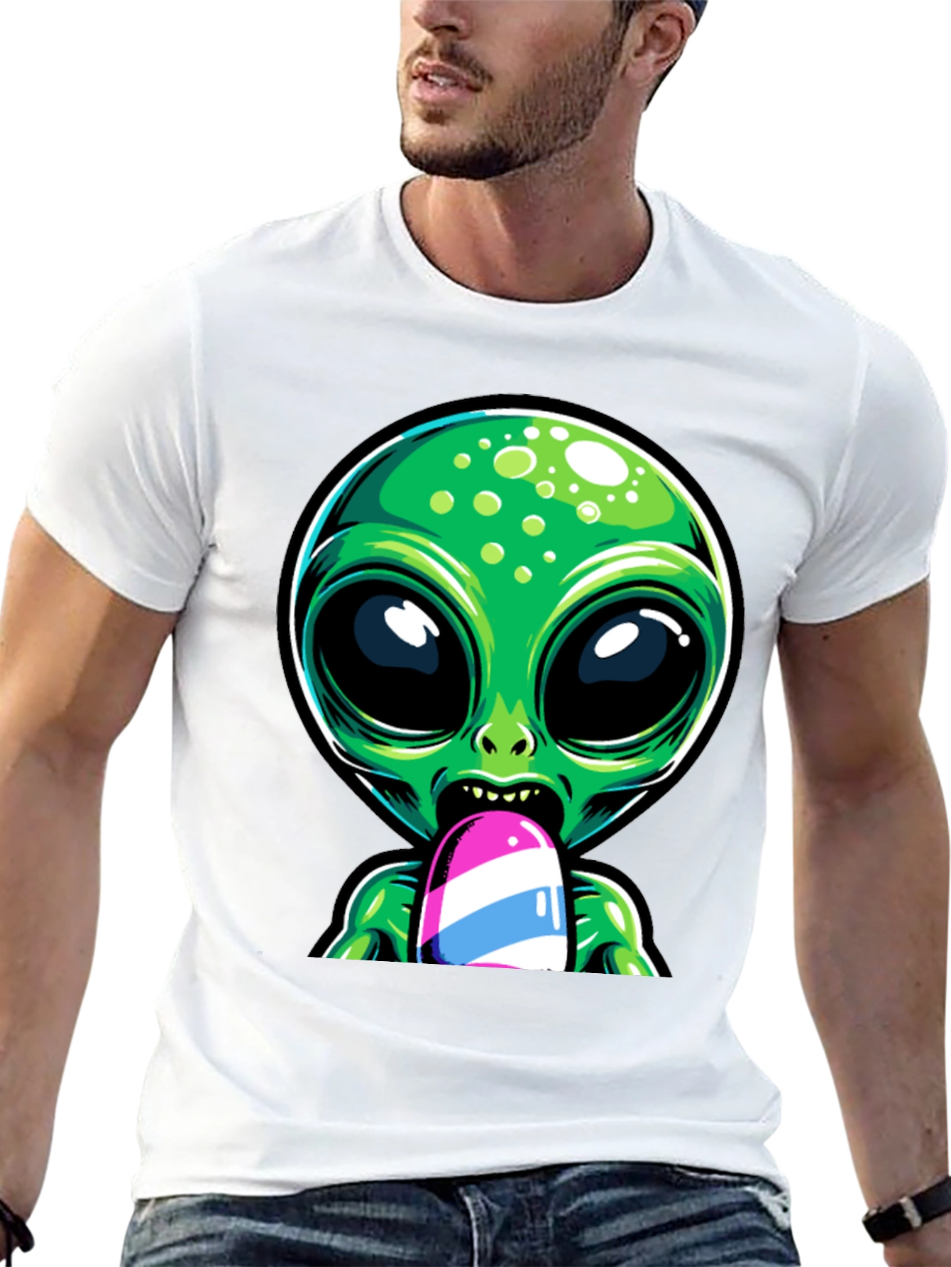 Black Alien Ice Pop Graphic Tee - Funky Casual Wear view 13