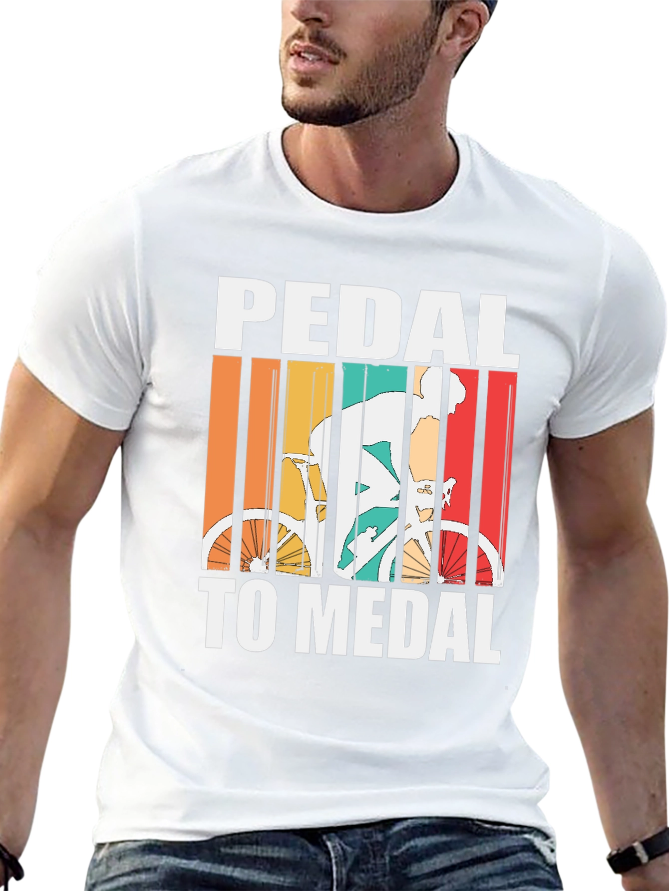 Black Pedal to Medal Cycling T-Shirt - Retro Design view 13