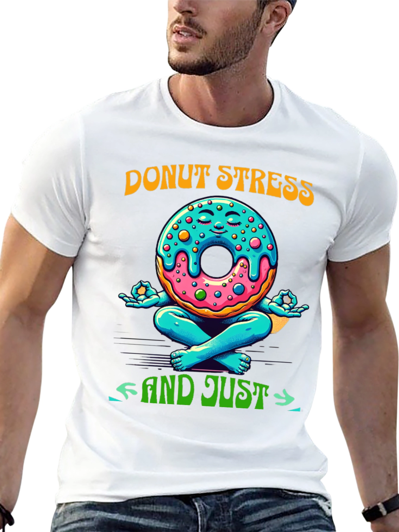 Black Donut Stress Meditating Graphic Tee view 13