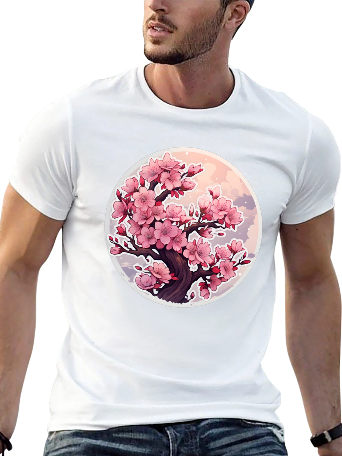 Black Cherry Blossom Tree Graphic T-Shirt - Black view 13
