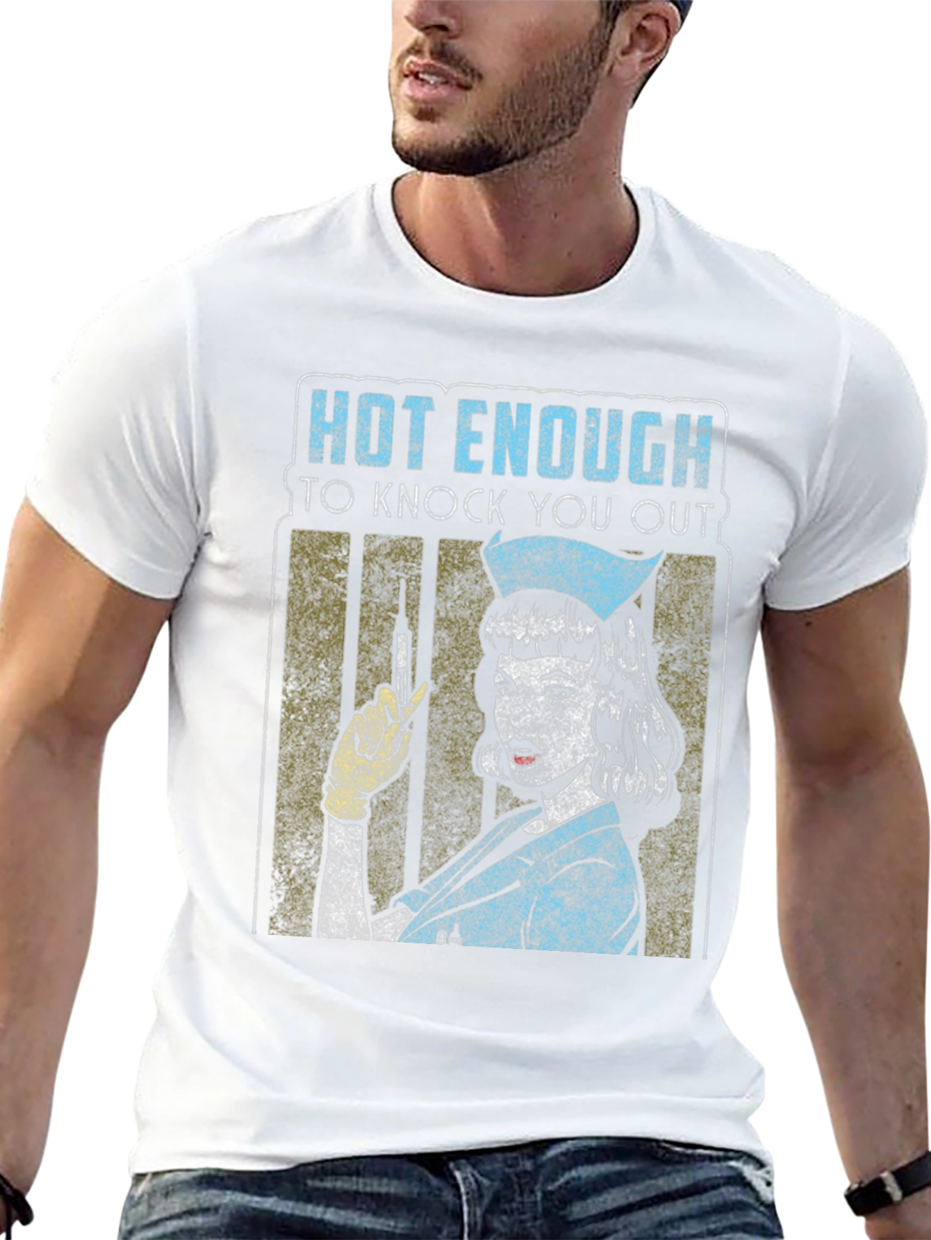 Black Hot Enough Nurse T-Shirt - Knock You Out Retro Design view 13