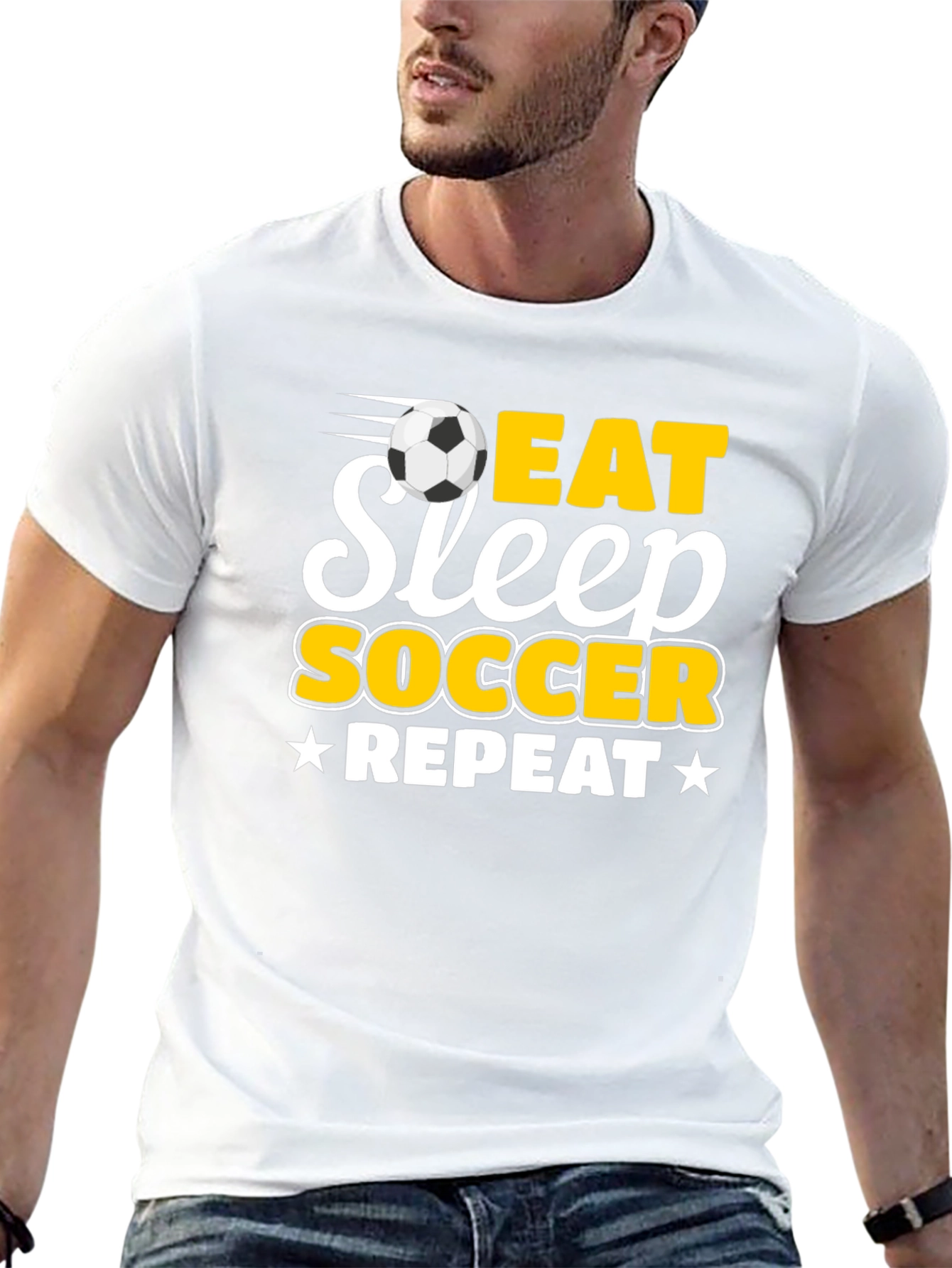 Black Eat Sleep Soccer Repeat Black T-Shirt view 13