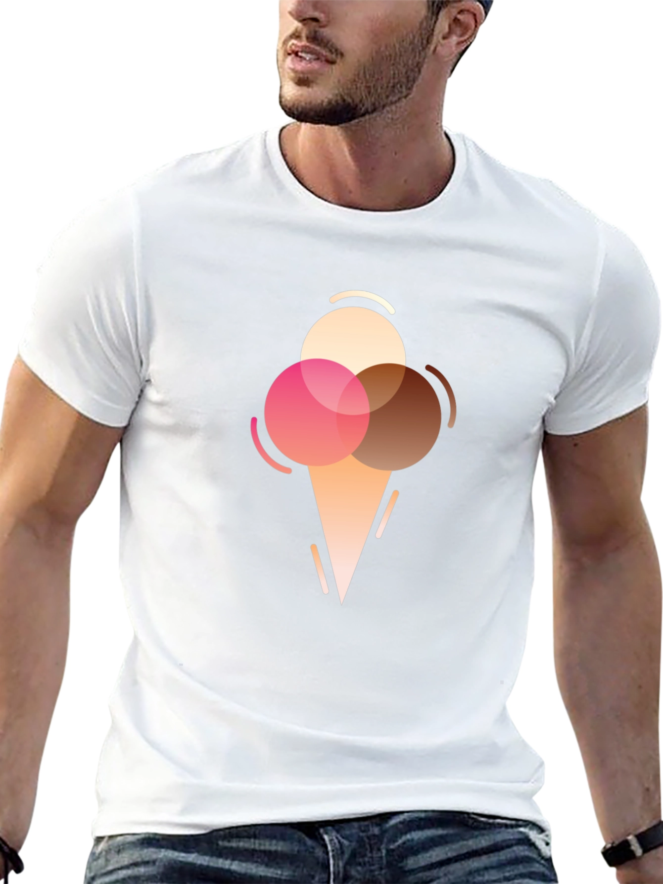 Black Ice Cream Graphic Tee - Modern Dessert Lover T-Shirt view 13