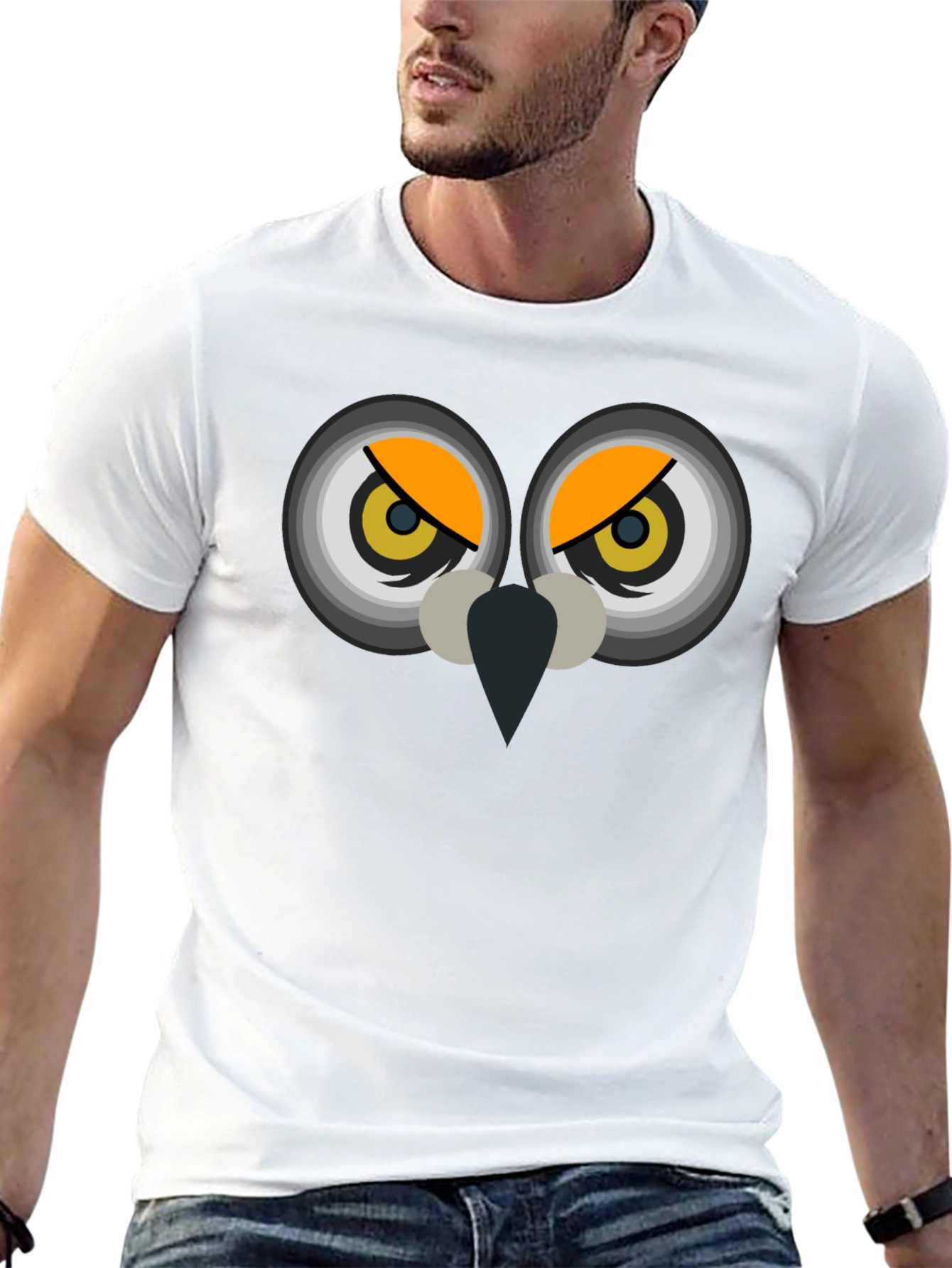 Black Owl Eyes Graphic T-Shirt - Men's Black Tee view 13