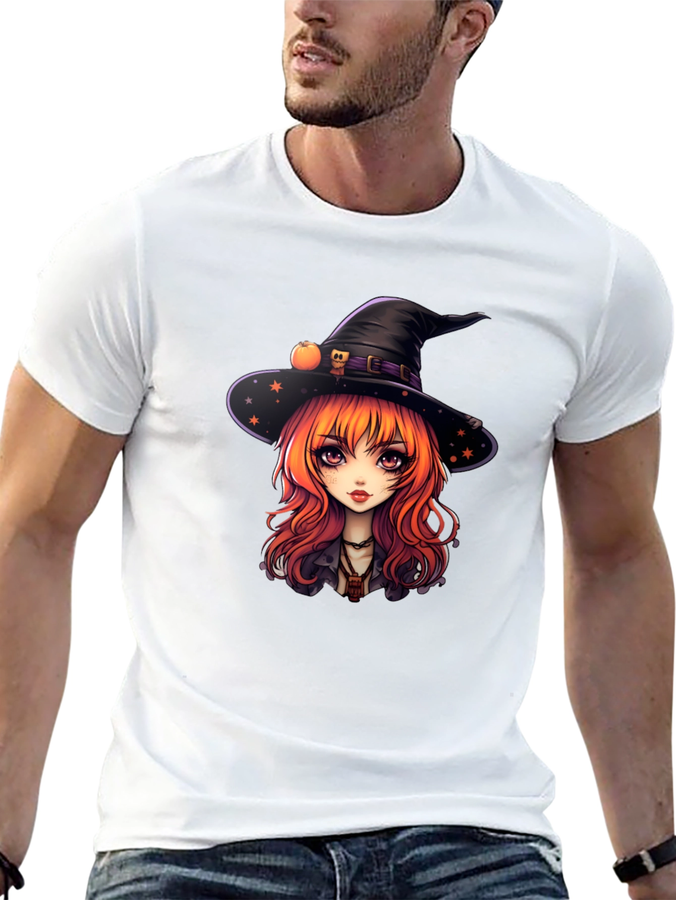 Black Whimsical Witch Girl T-Shirt view 13