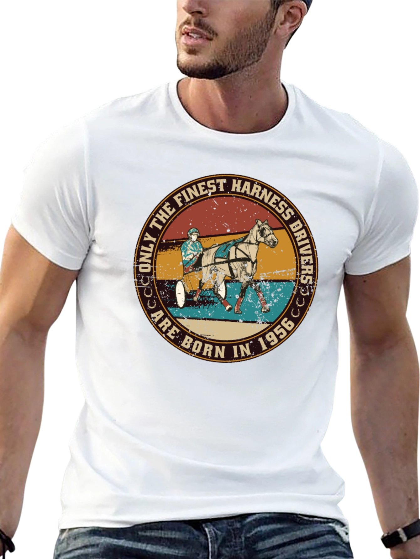 Black Finest Harness Drivers Born in 1956 T-Shirt view 13