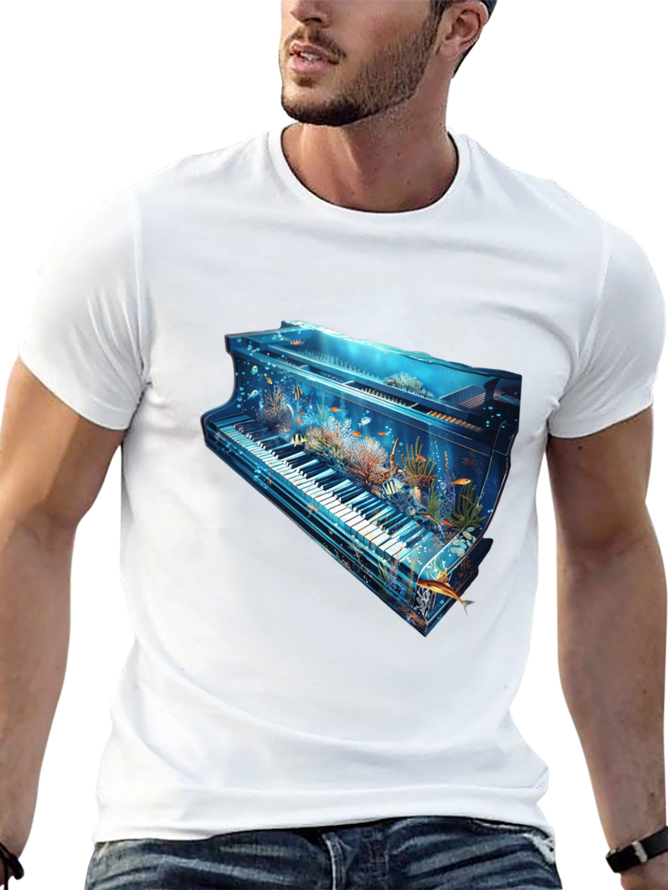 Aquatic Piano Graphic T-Shirt - 13