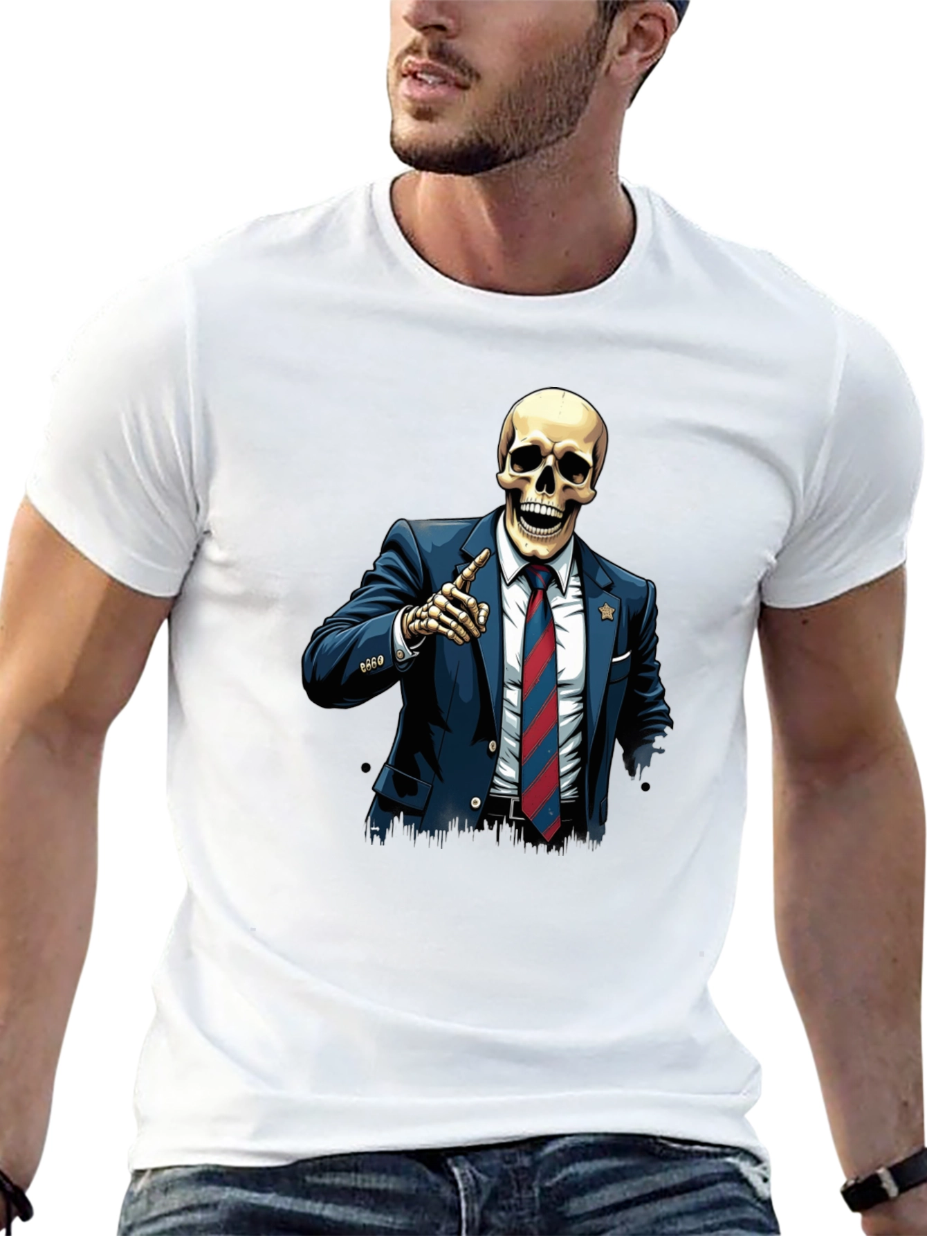Black Skeleton Politician Graphic Tee view 13