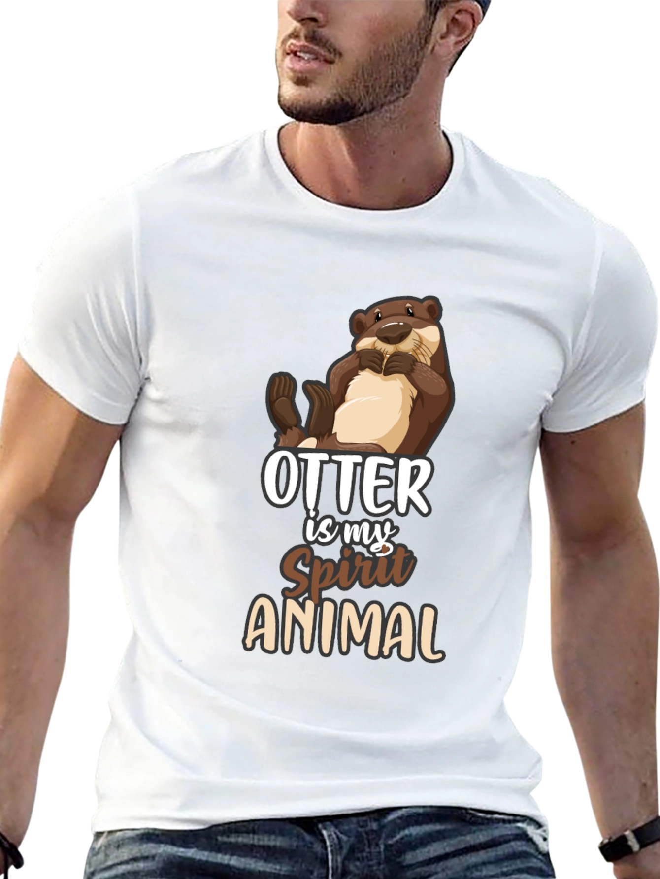 Black Otter Spirit Animal Black T-Shirt view 13