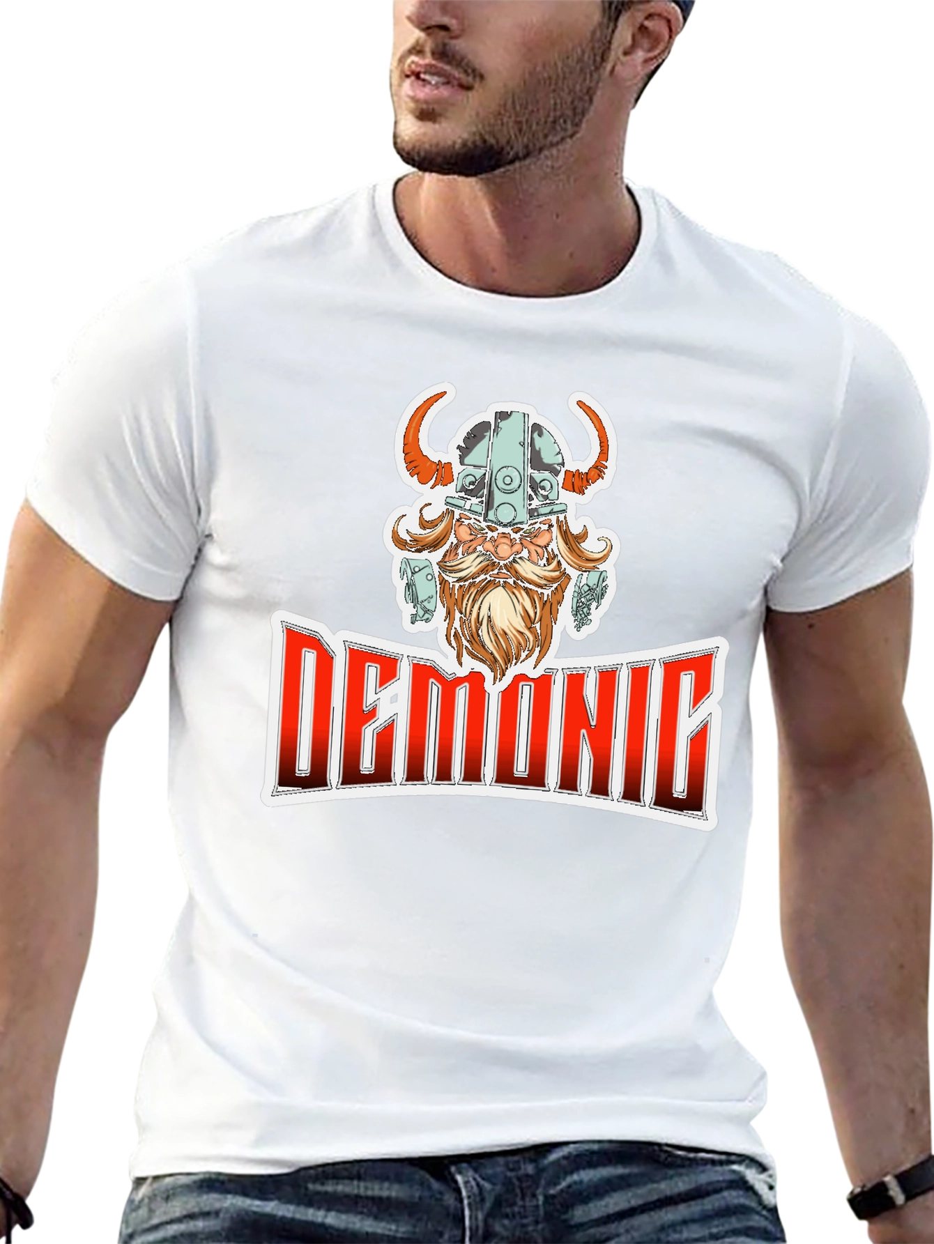 Black Demonic Viking T-Shirt - Black Cotton Blend Tee view 13