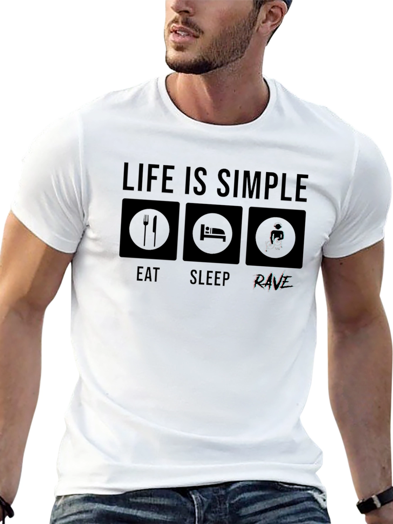Black Eat Sleep Rave T-Shirt - Simple Life view 13
