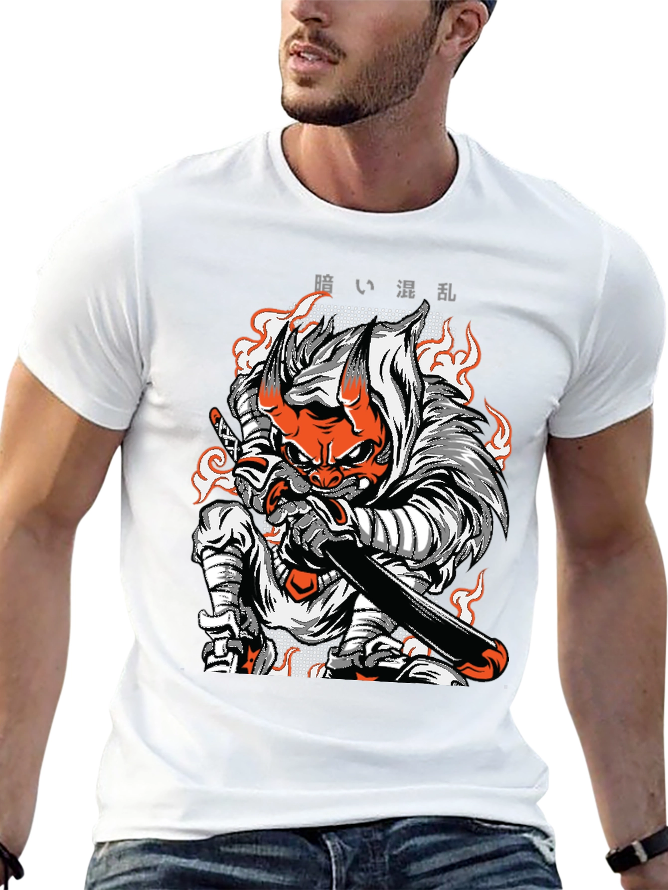 Black Japanese Demon Samurai T-Shirt view 13