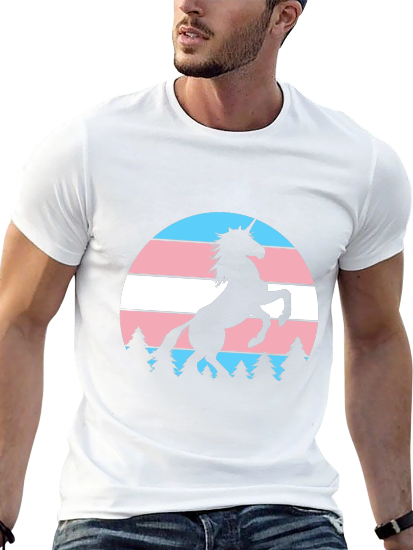 Black Trans Pride Unicorn T-Shirt - Black view 13