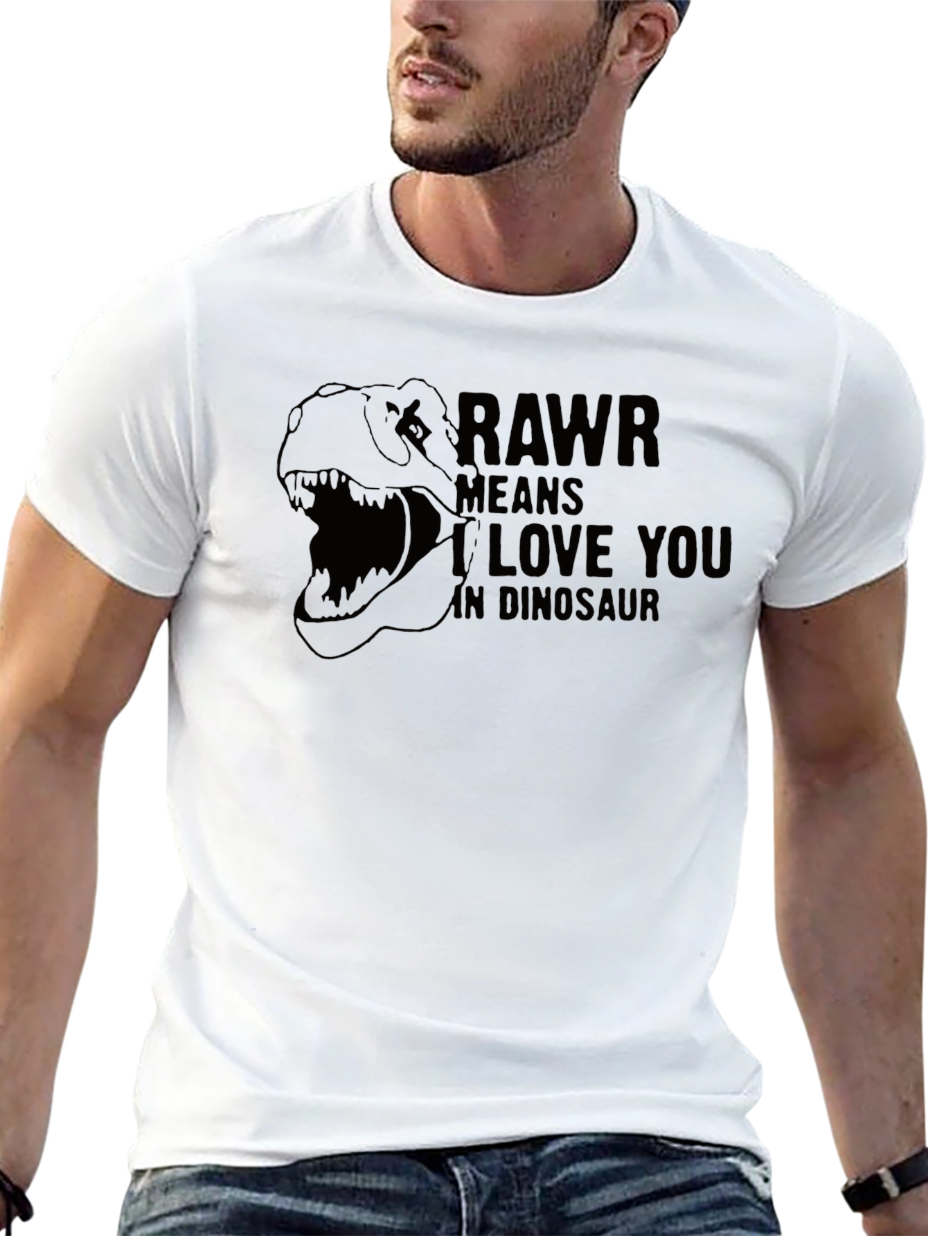 Black Rawr Means I Love You Dinosaur Graphic T-Shirt view 13
