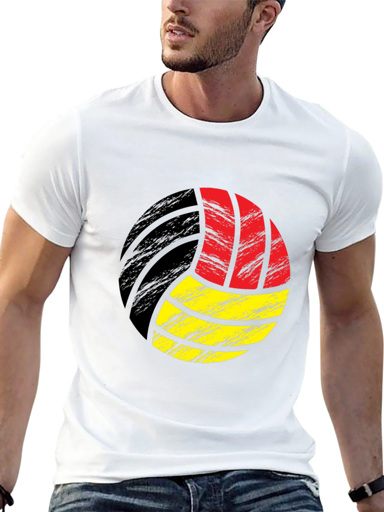 Black Germany Flag Volleyball Graphic T-Shirt view 13