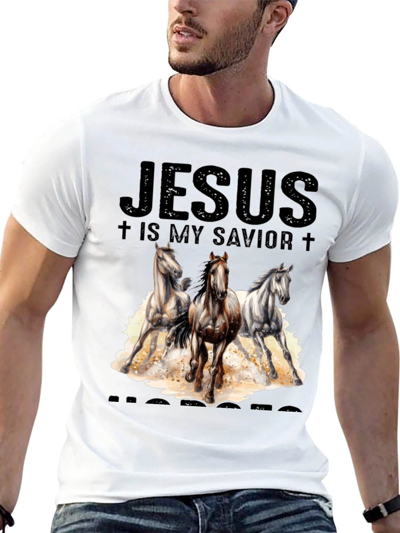 Black Jesus is My Savior Horses T-Shirt view 13