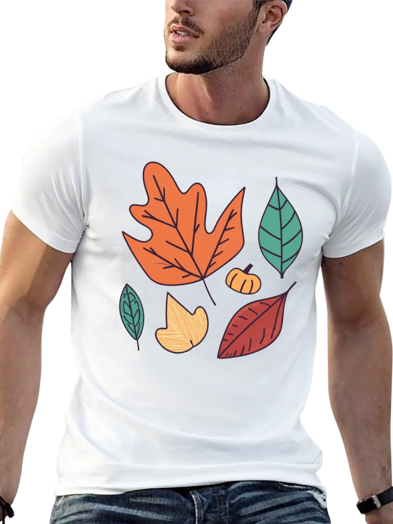 Black Autumn Leaves Graphic Tee - Fall Season Shirt view 13