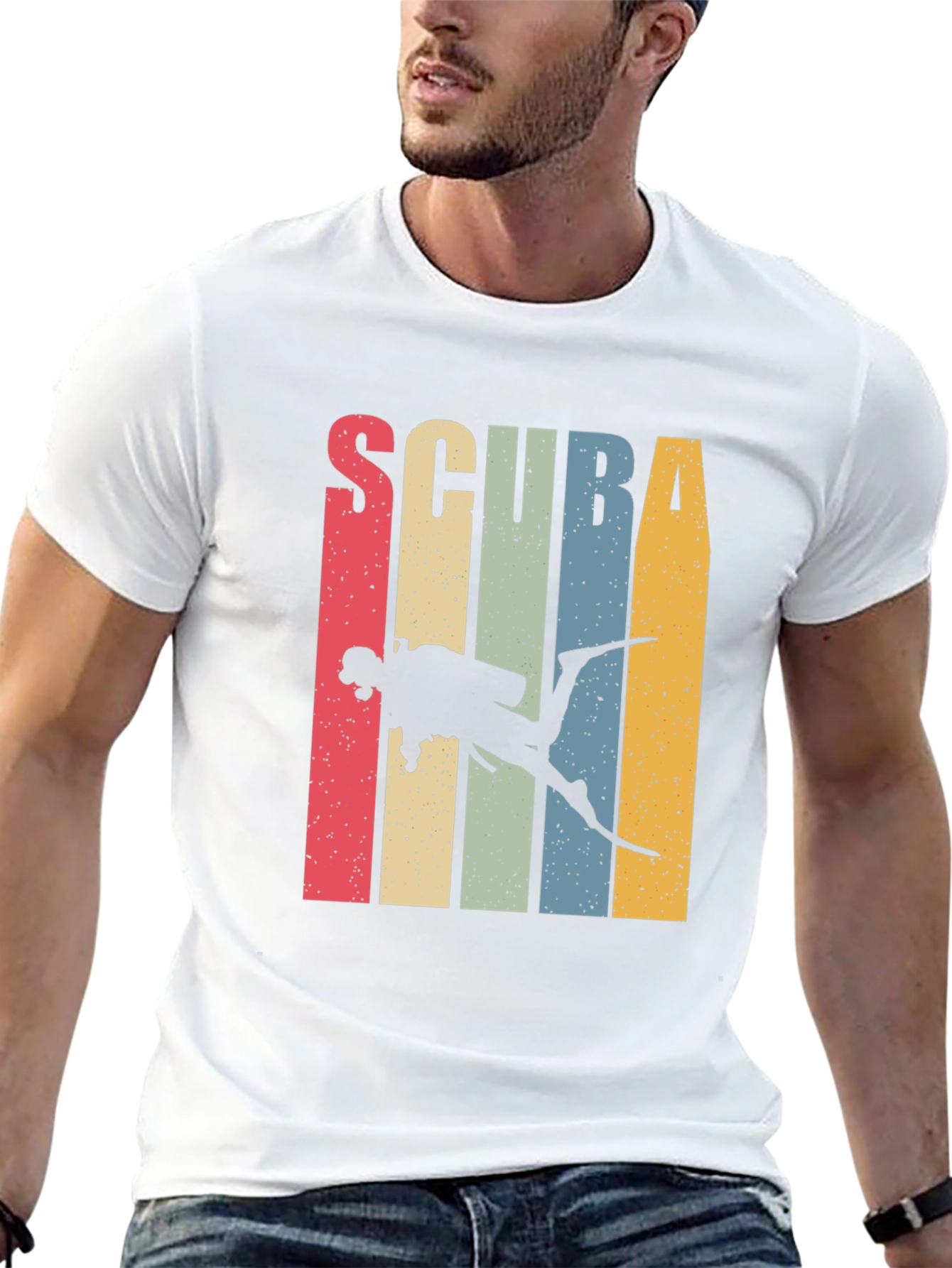 Black Scuba Diving Retro T-Shirt view 13