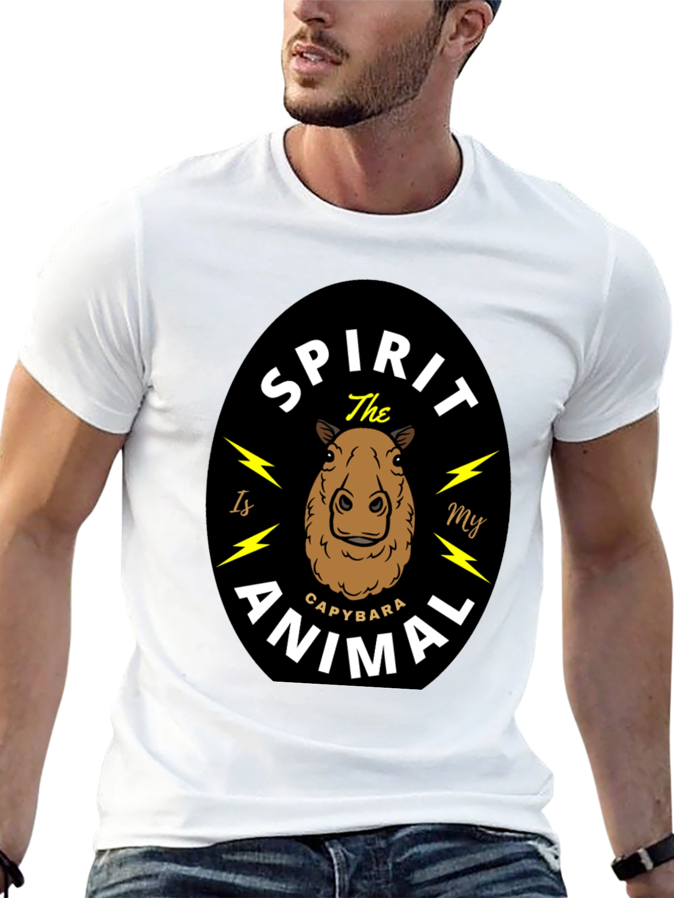 Black Capybara Spirit Animal T-Shirt - Unisex Black Tee view 13