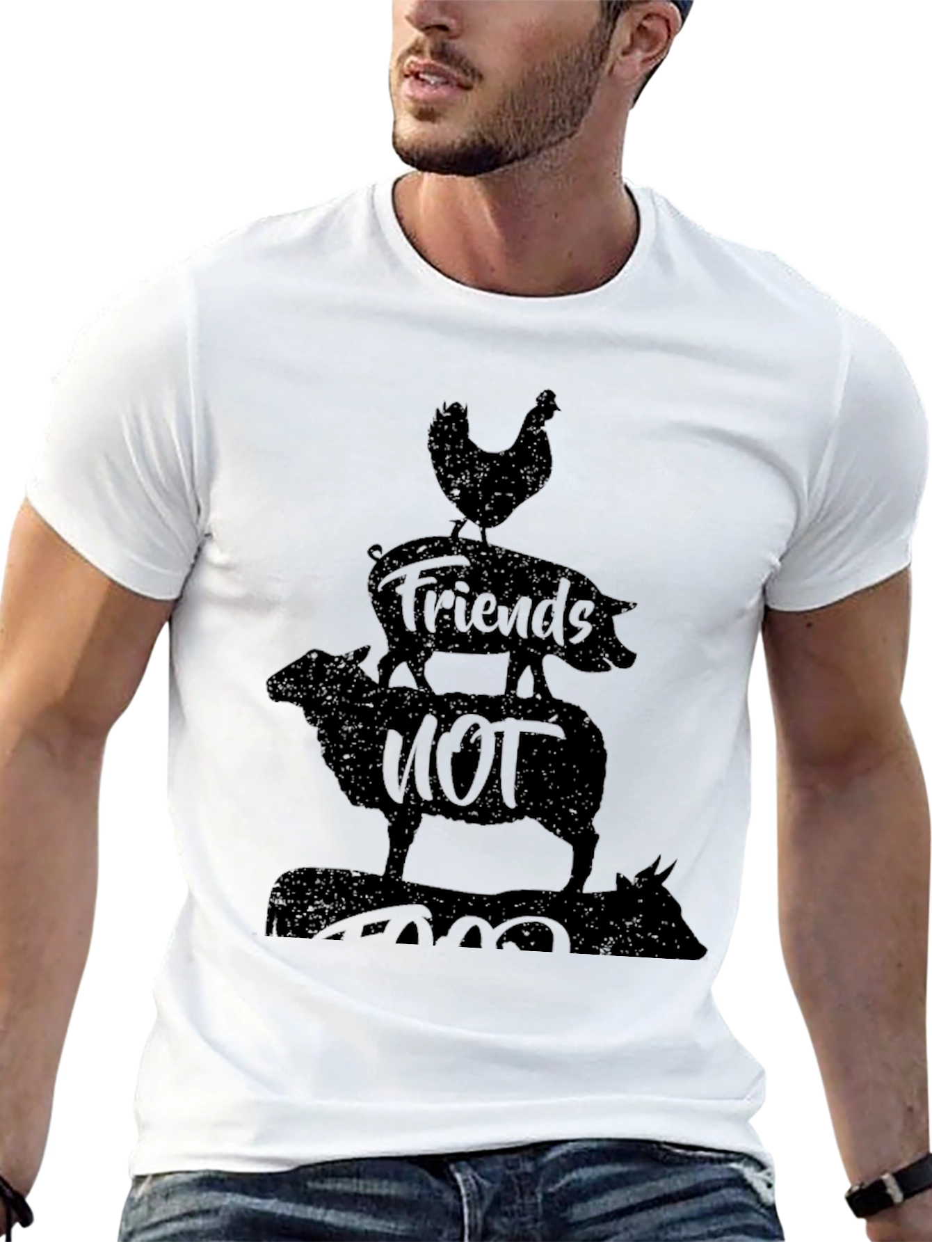 Black Vegan Friends Not Food T-Shirt view 13