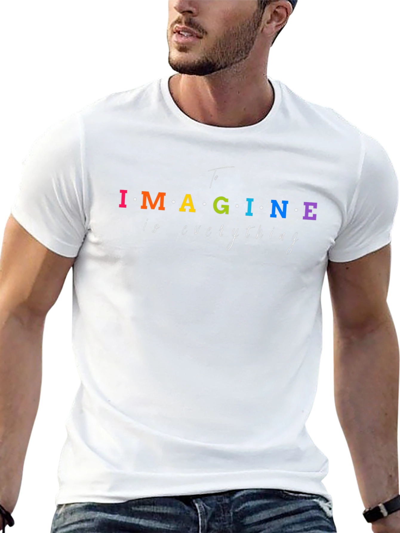 Black Imagine Everything Graphic Tee - Black Cotton T-Shirt view 13