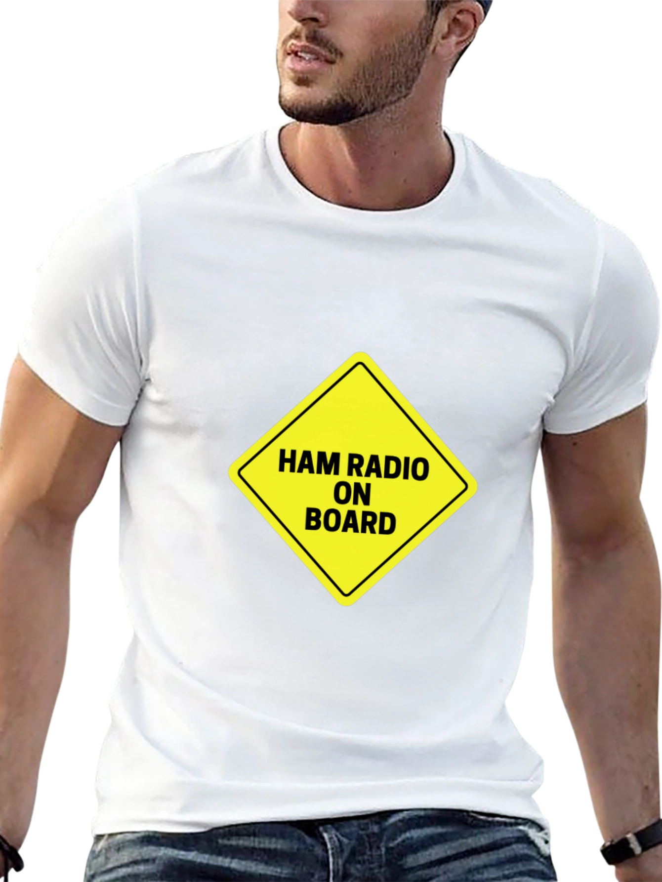 Black Ham Radio On Board T-Shirt view 13