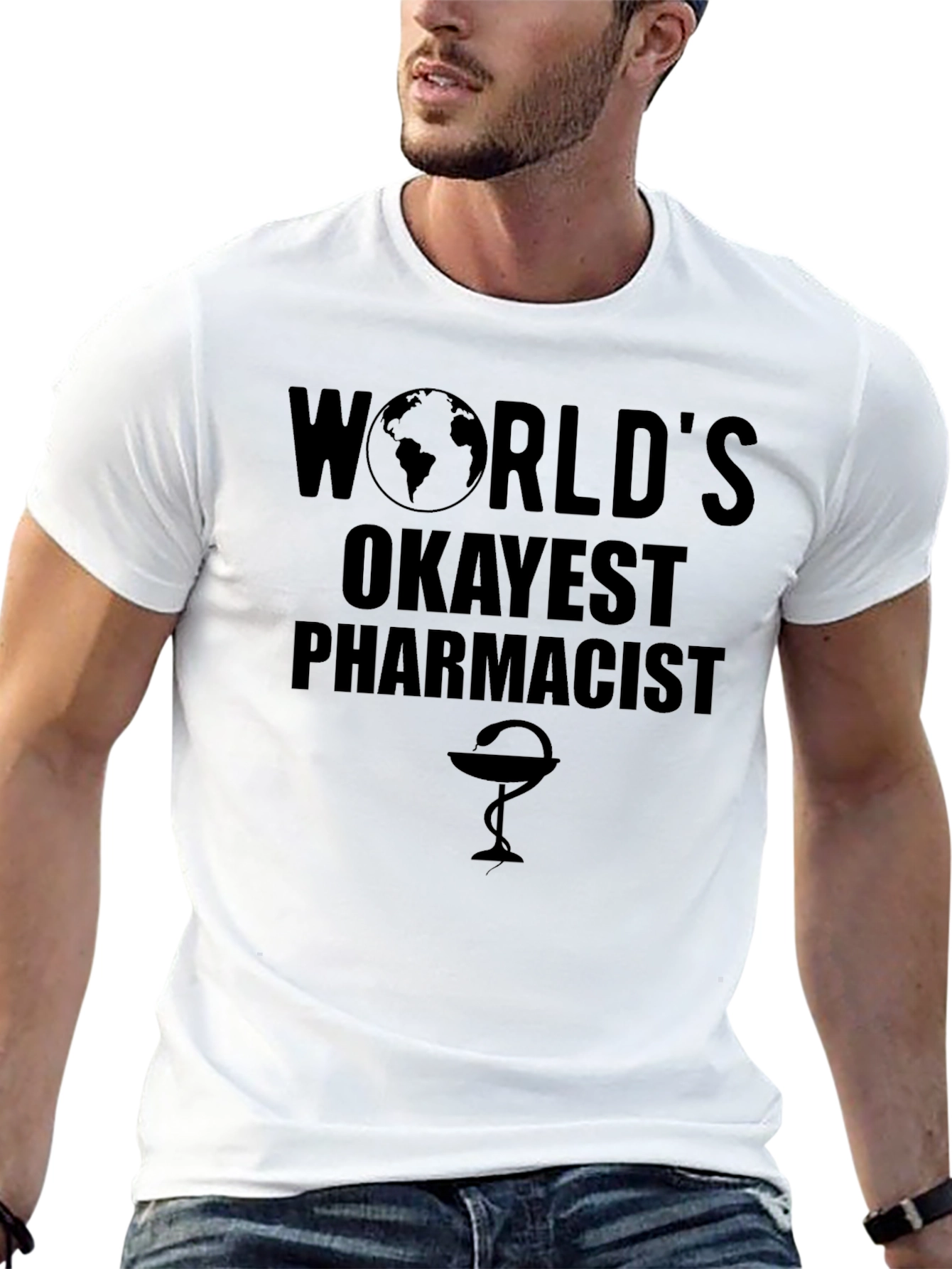 Black World's Okayest Pharmacist Black T-Shirt view 13